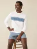 Long-Sleeve Sunwashed Tee - White Surf Stripe sold by Faherty