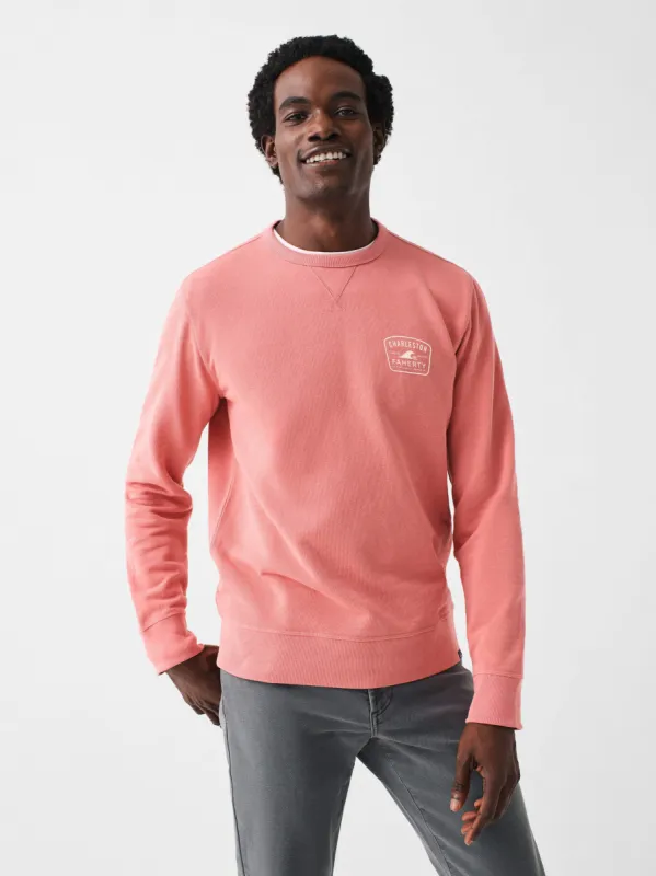 Charleston Long-Sleeve Terry Crewneck - Faded Flag sold by Faherty