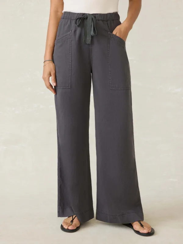 Topanga Drape Pant - Washed Black sold by Faherty