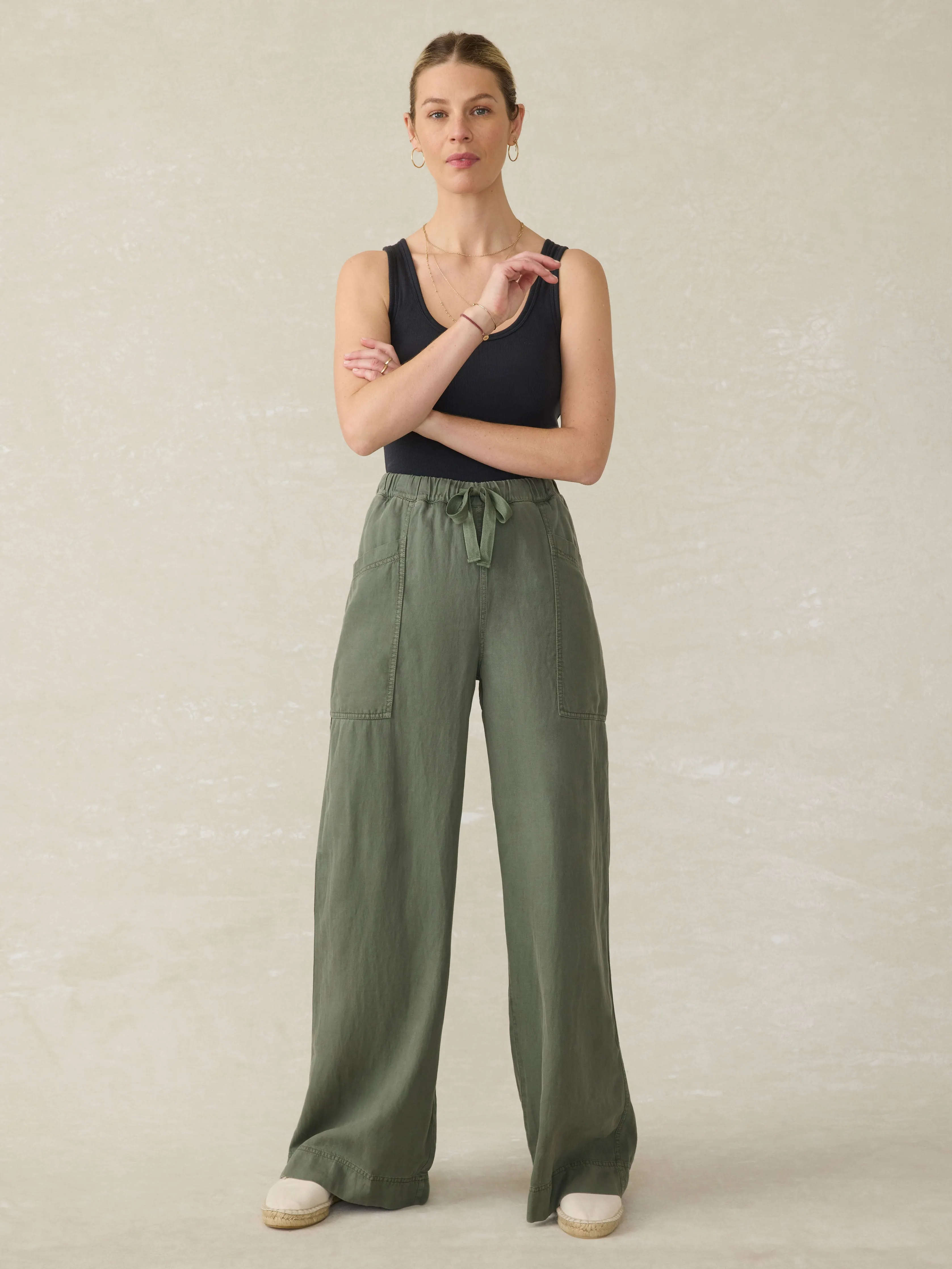 Topanga Drape Pant - Thyme sold by Faherty product image thumbnail 3