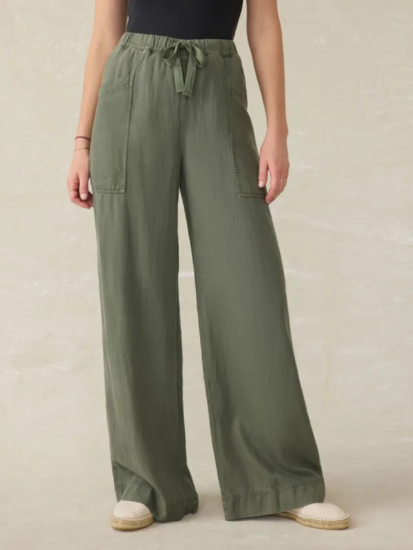 Topanga Drape Pant - Thyme sold by Faherty