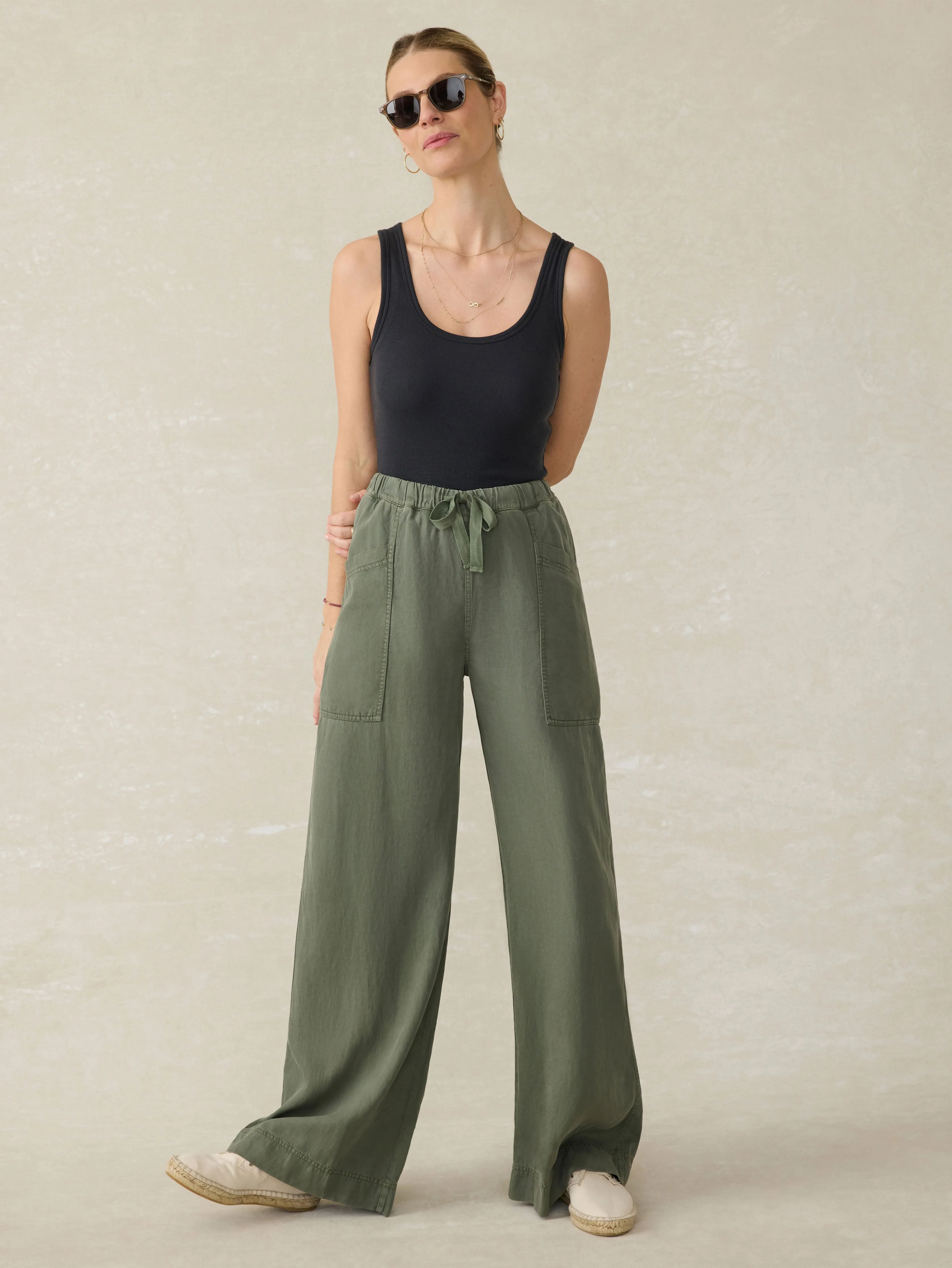 Topanga Drape Pant - Thyme sold by Faherty product image thumbnail 4