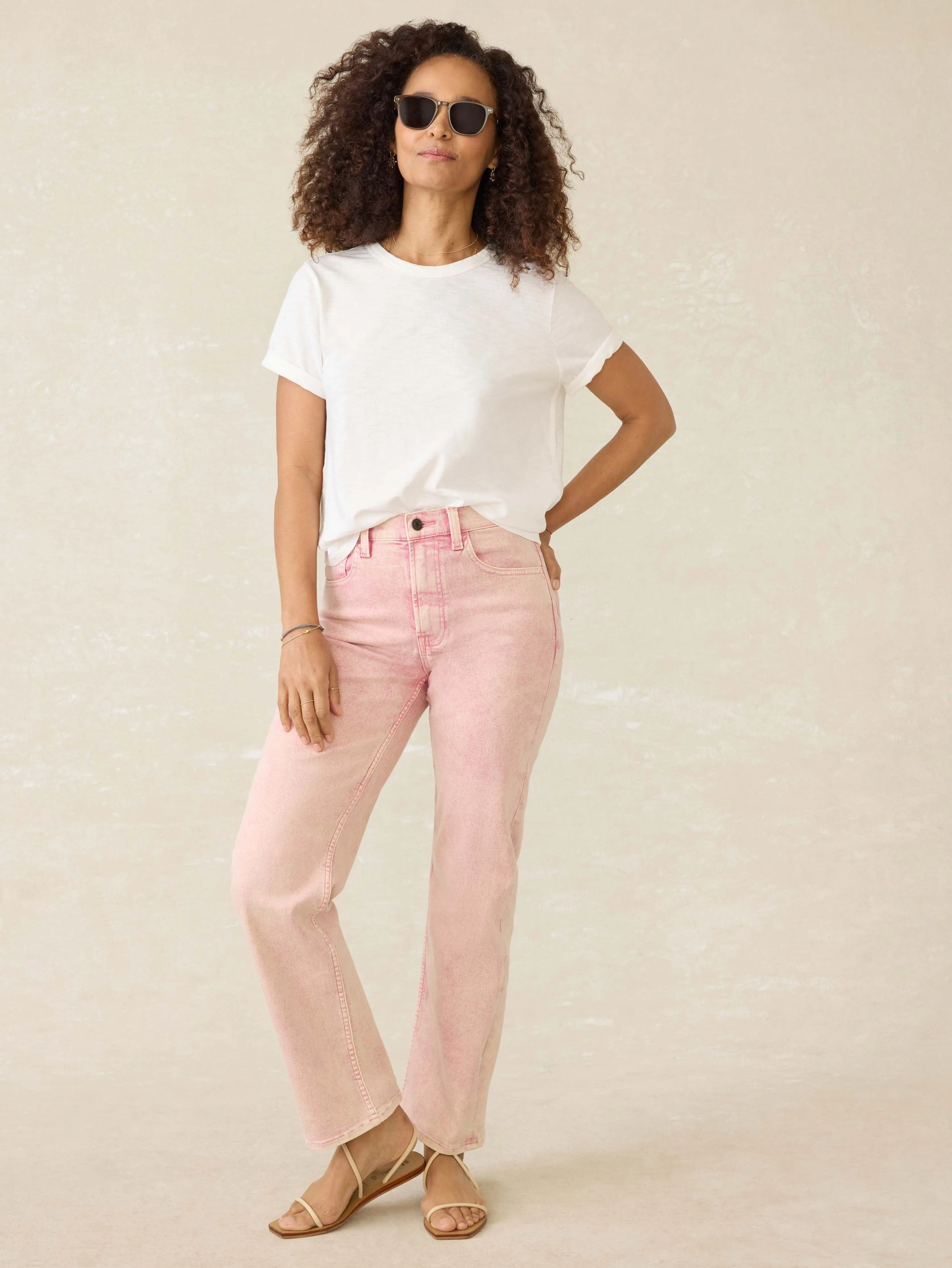 Slim Straight Sunwashed Denim - Baroque Rose sold by Faherty product image thumbnail 3
