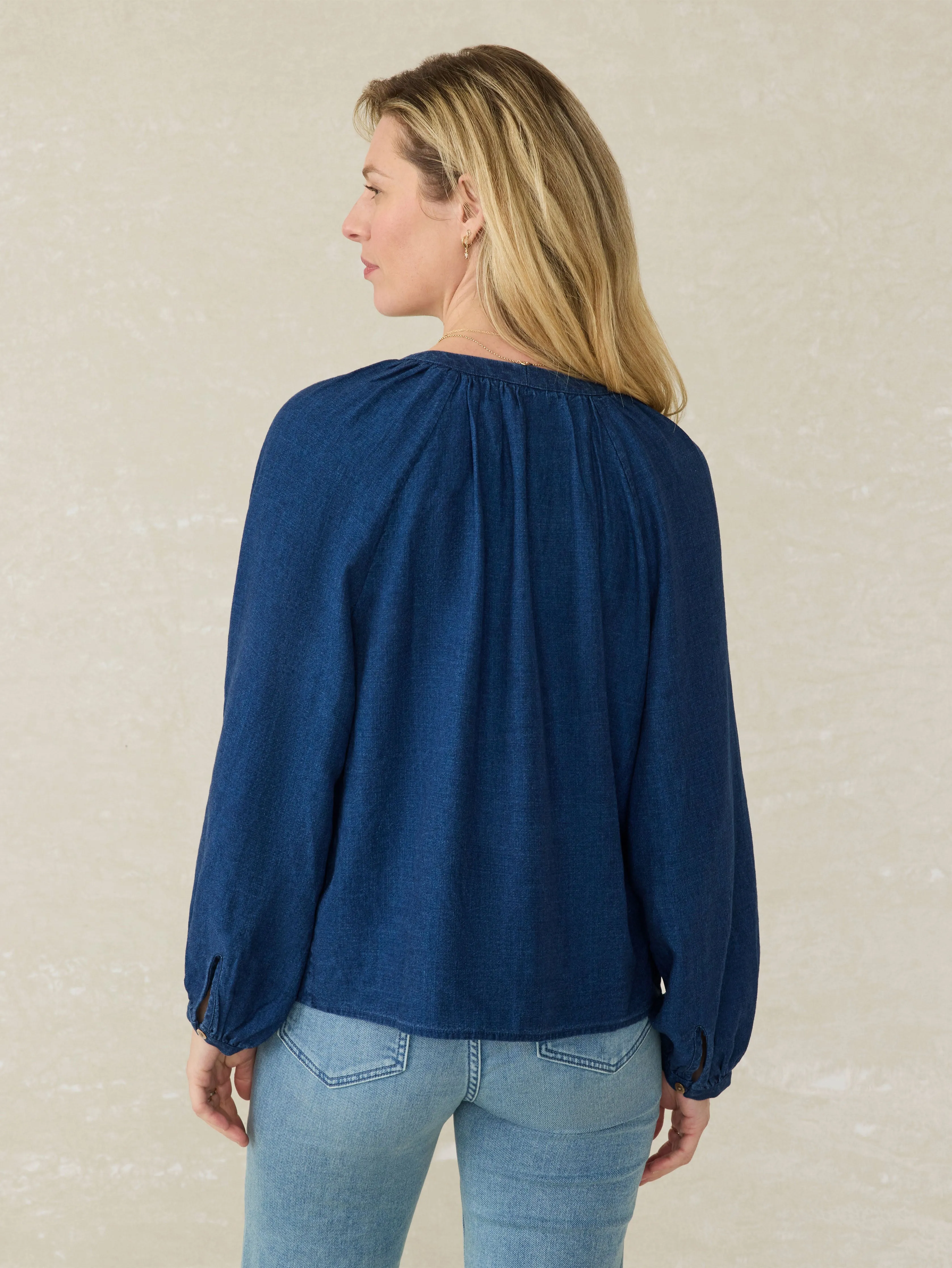 Tried & True Easton Blouse - Deep Lagoon Wash sold by Faherty product image thumbnail 5