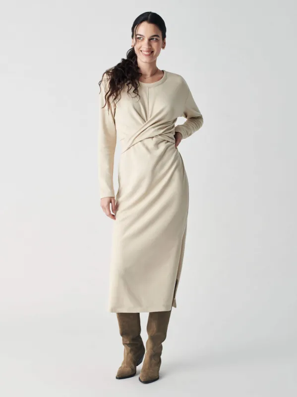 Knit Alpine Wrap Dress - Oatmeal made by Faherty