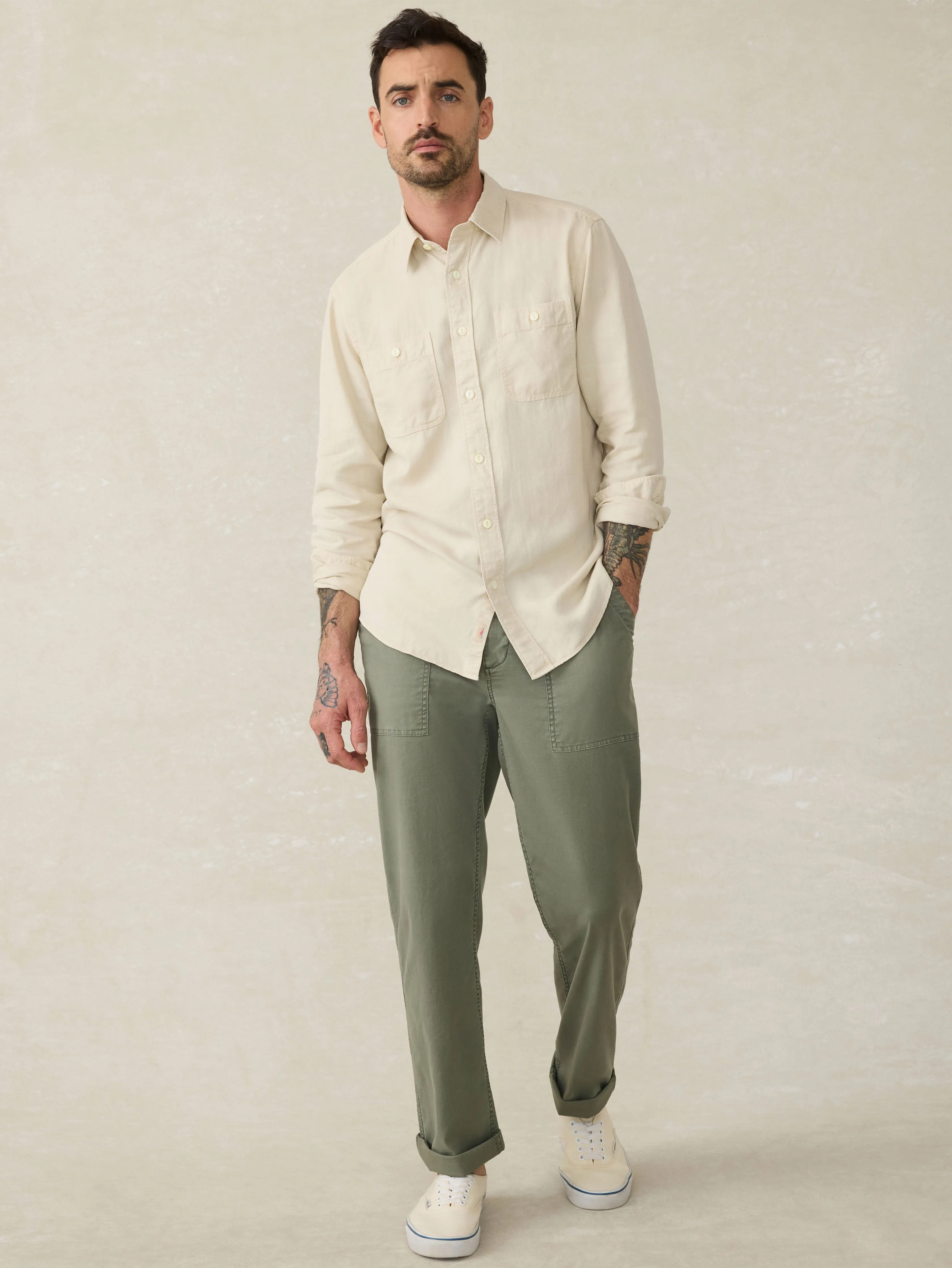 Tried & True Chambray Workshirt - Coastal Cream sold by Faherty product image thumbnail 4