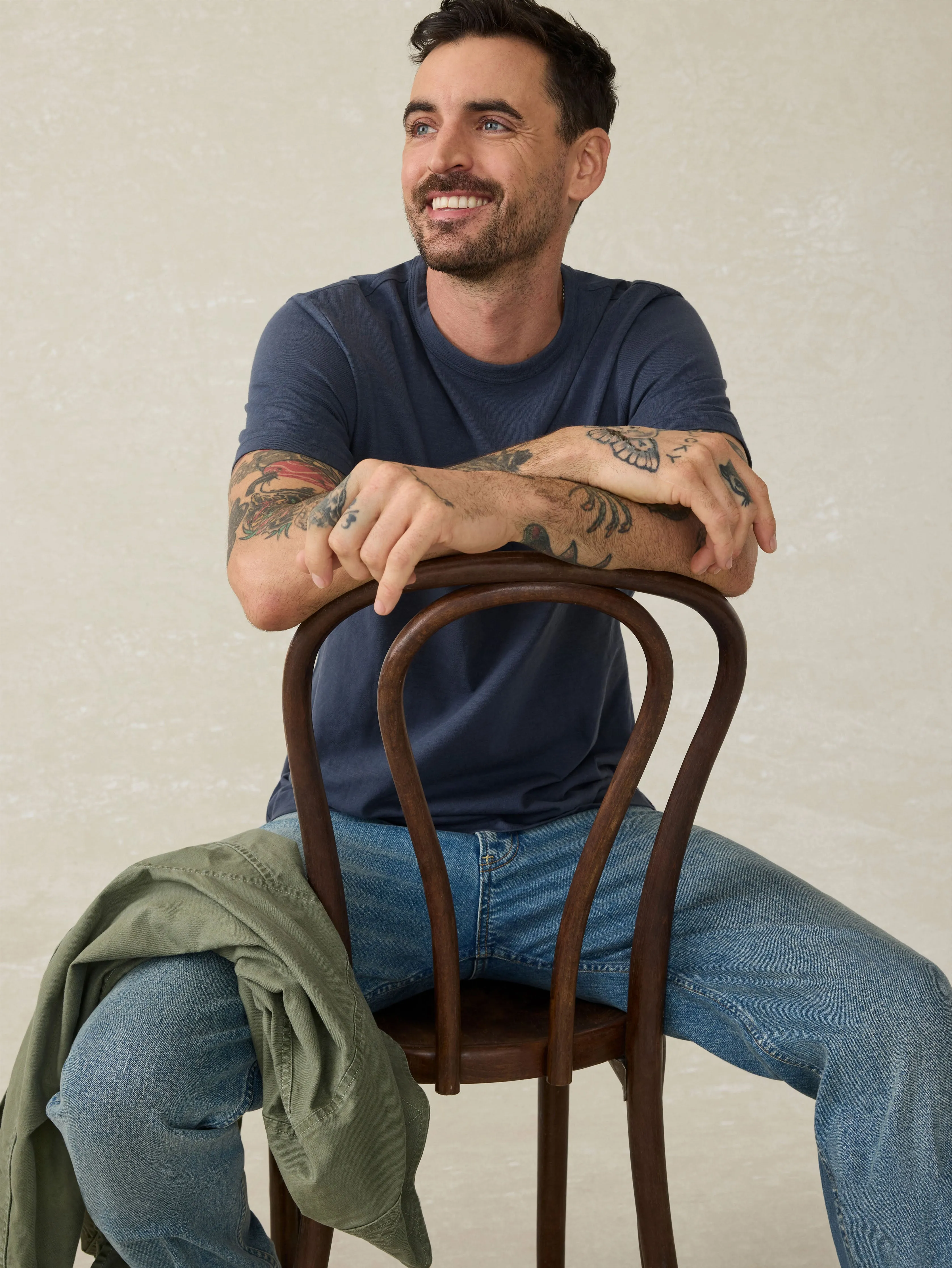 Sunwashed Regenerative Pocket Tee - Dune Navy sold by Faherty product image thumbnail 3