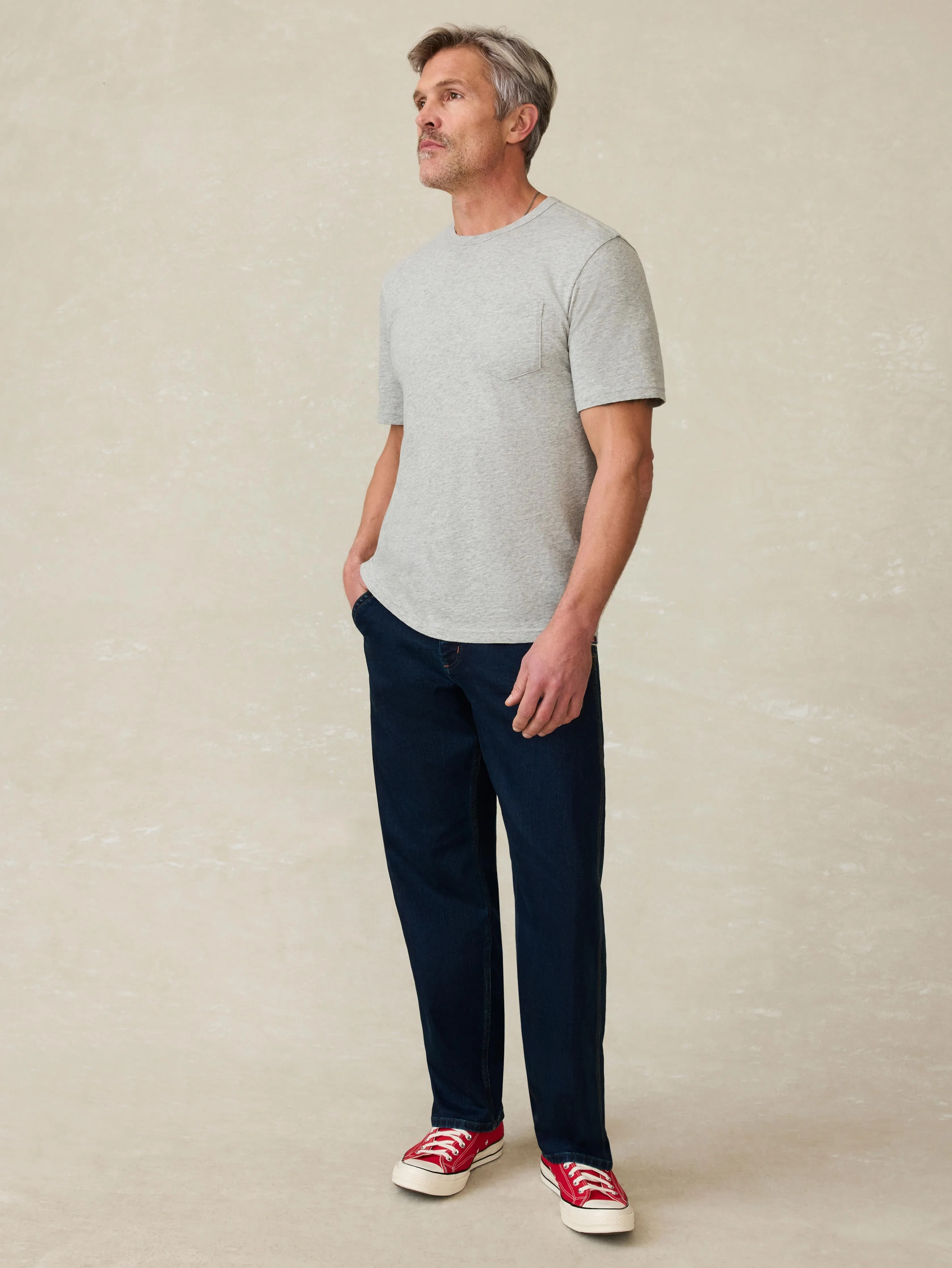 Sunwashed Regenerative Pocket Tee - Granite Heather sold by Faherty product image thumbnail 3