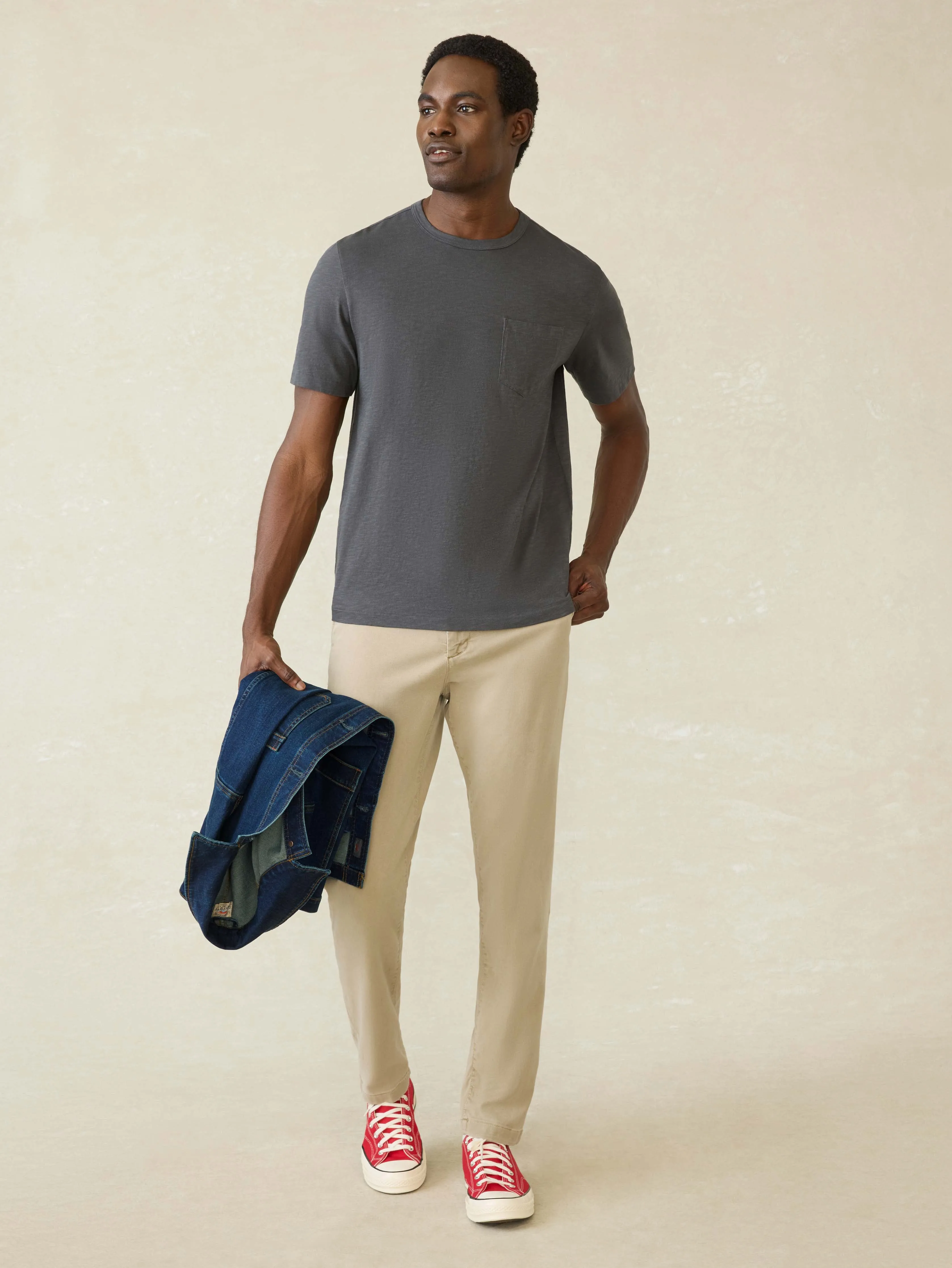 Sunwashed Regenerative Pocket Tee - Graphite sold by Faherty product image thumbnail 3
