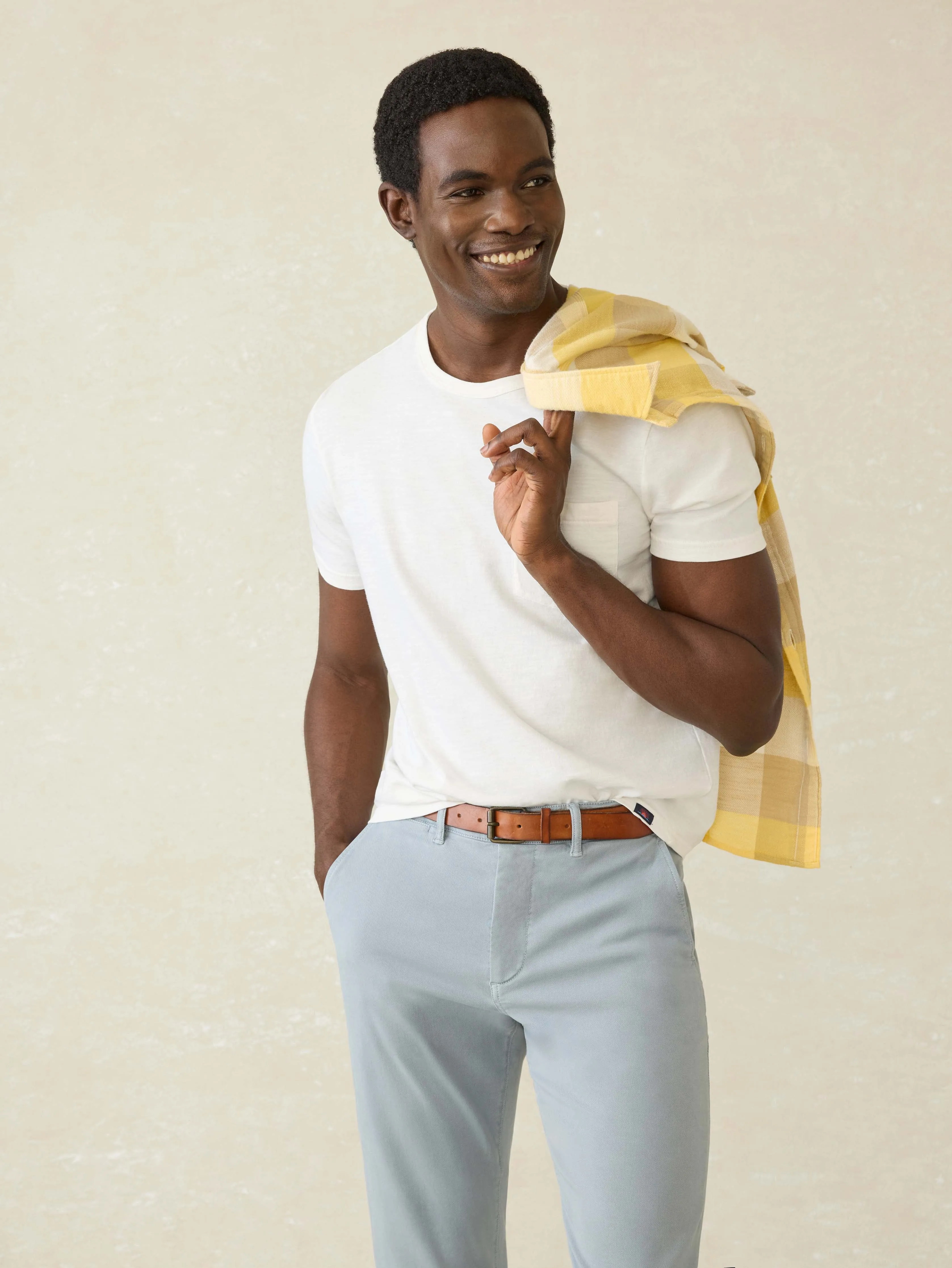 Sunwashed Regenerative Pocket Tee - White sold by Faherty product image thumbnail 2