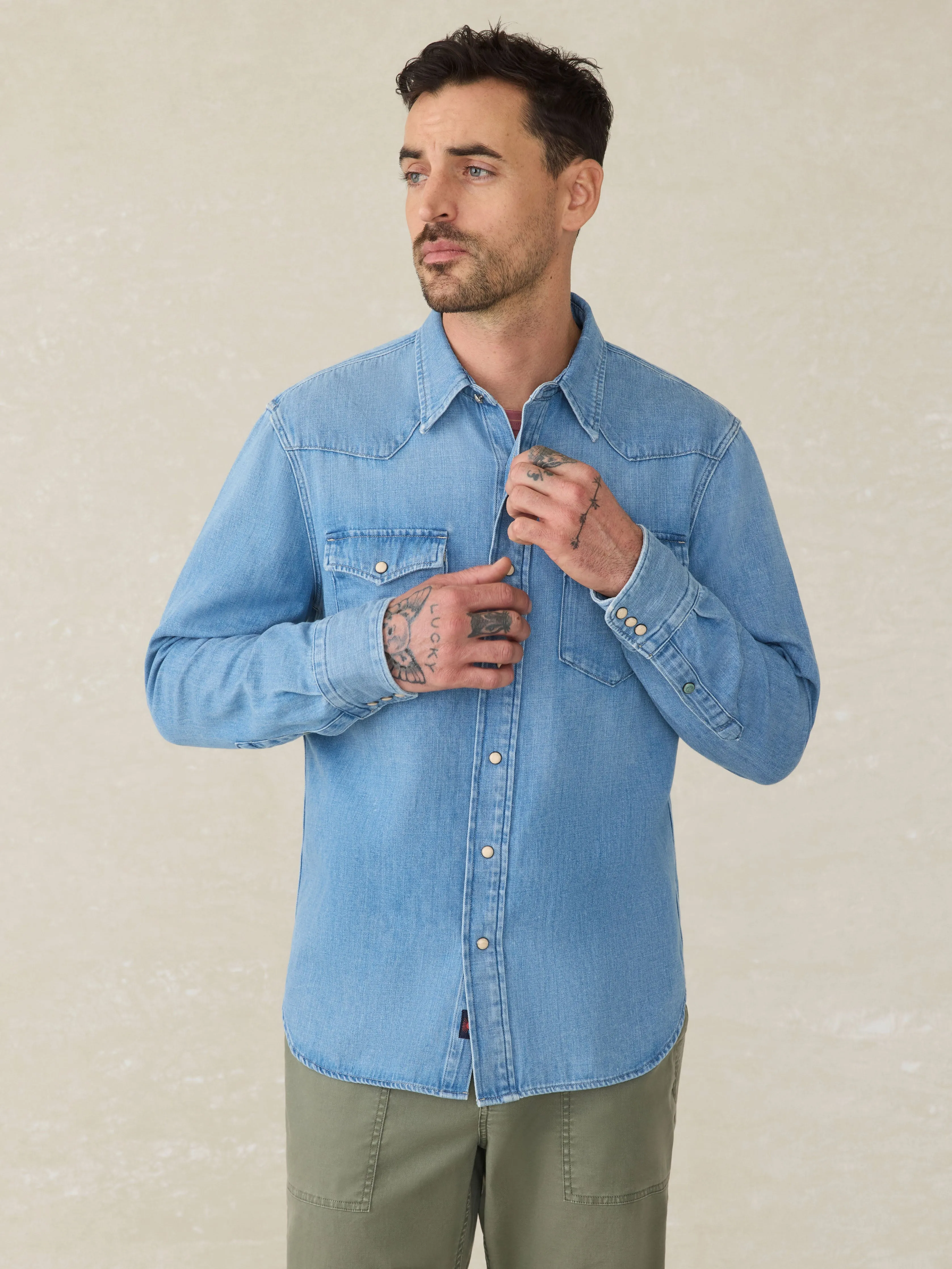 The Western Shirt - Glacier Bay Wash sold by Faherty