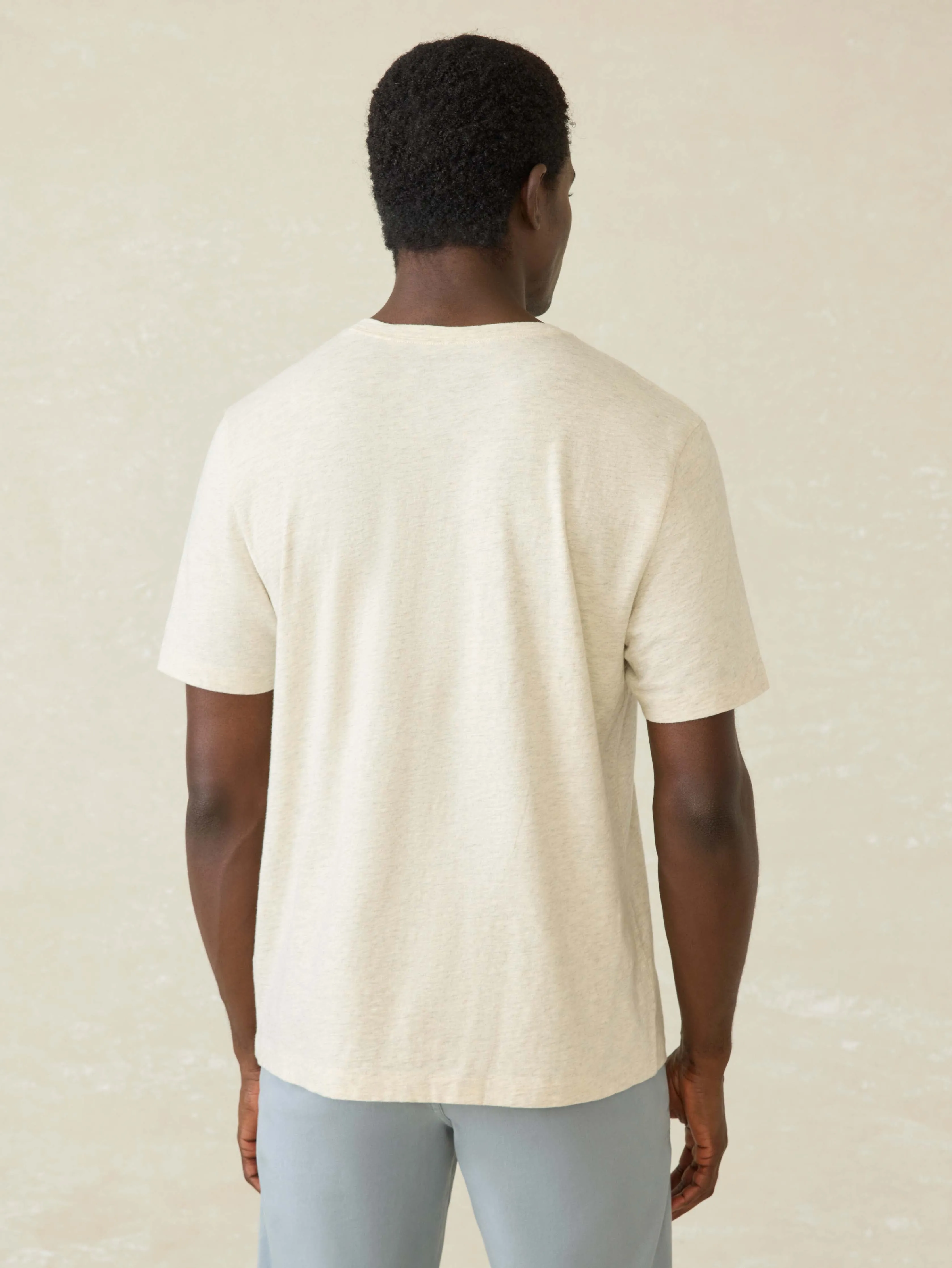 Short-Sleeve Sunwashed Regenerative Cotton V-Neck Tee - Island Dune Heather sold by Faherty product image thumbnail 5