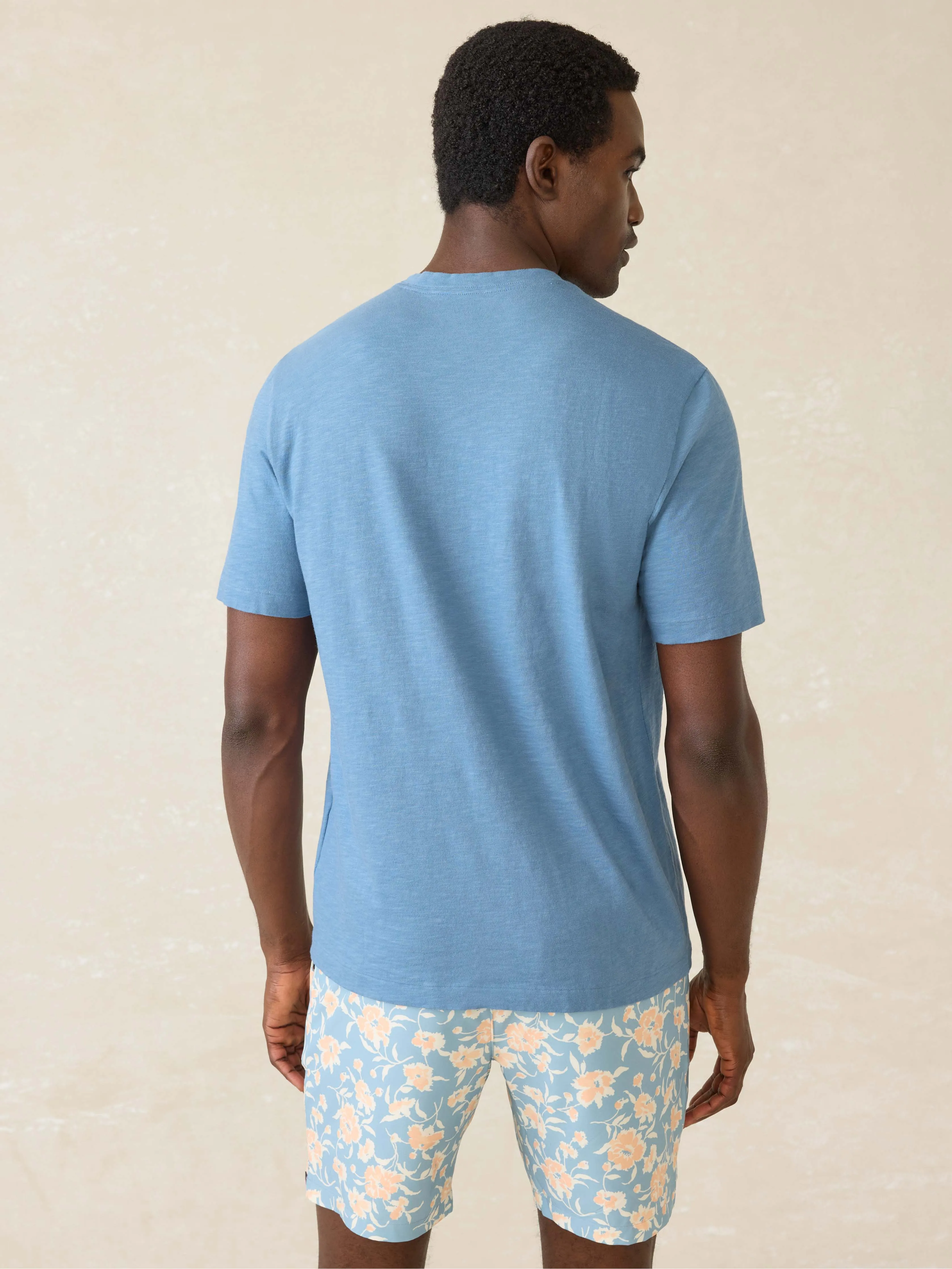 Short-Sleeve Sunwashed Regenerative Cotton V-Neck Tee - Blue Shore sold by Faherty product image thumbnail 5