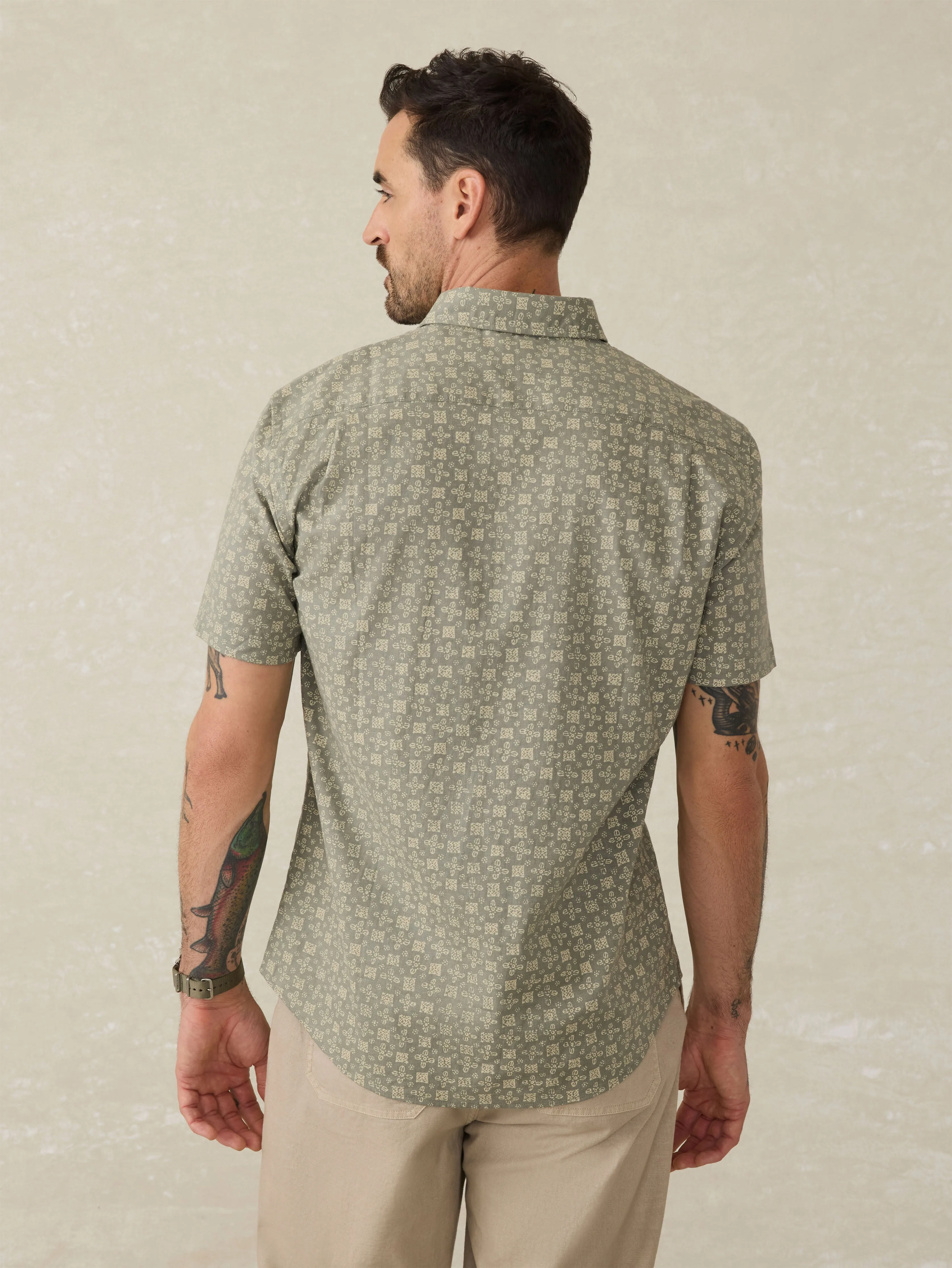 Short-Sleeve Breeze Shirt - Sundried Sage Emblem sold by Faherty product image thumbnail 5