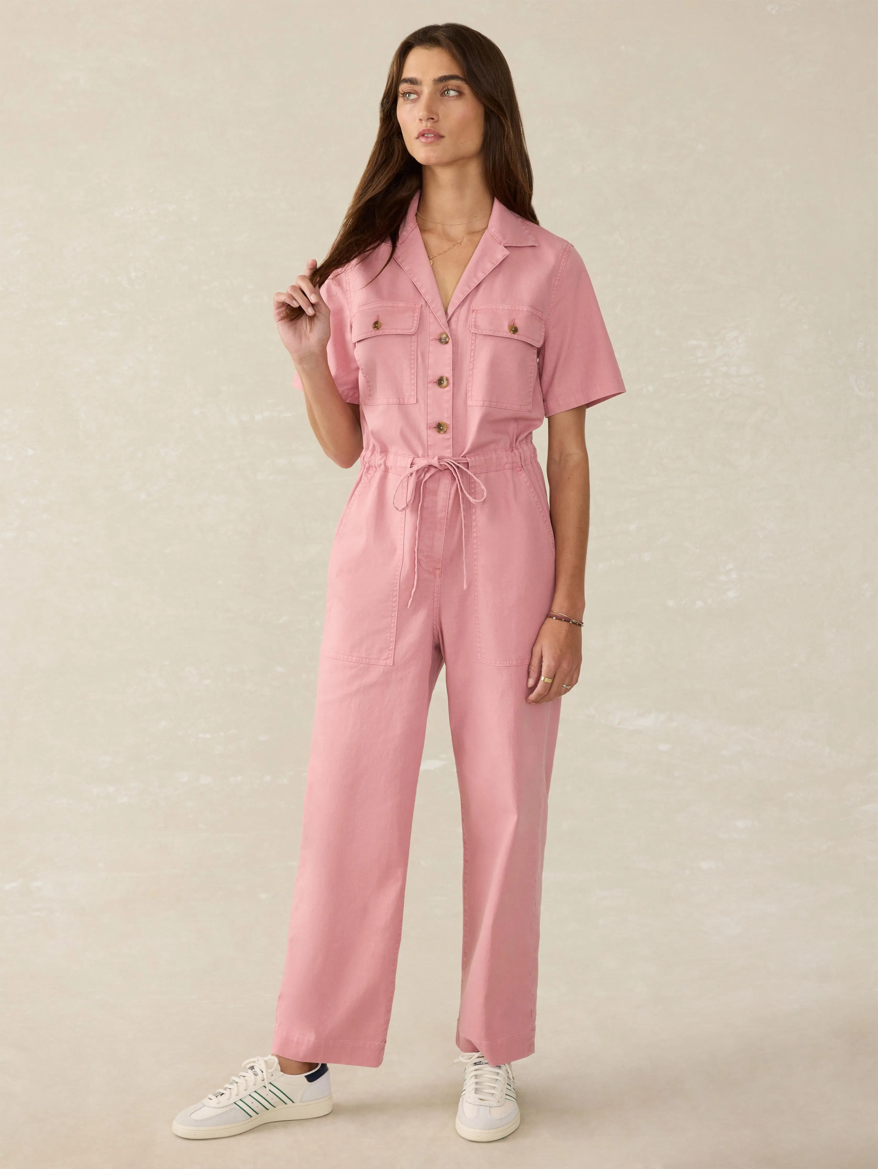 Utility Twill Raven Jumpsuit - Baroque Rose sold by Faherty product image thumbnail 2