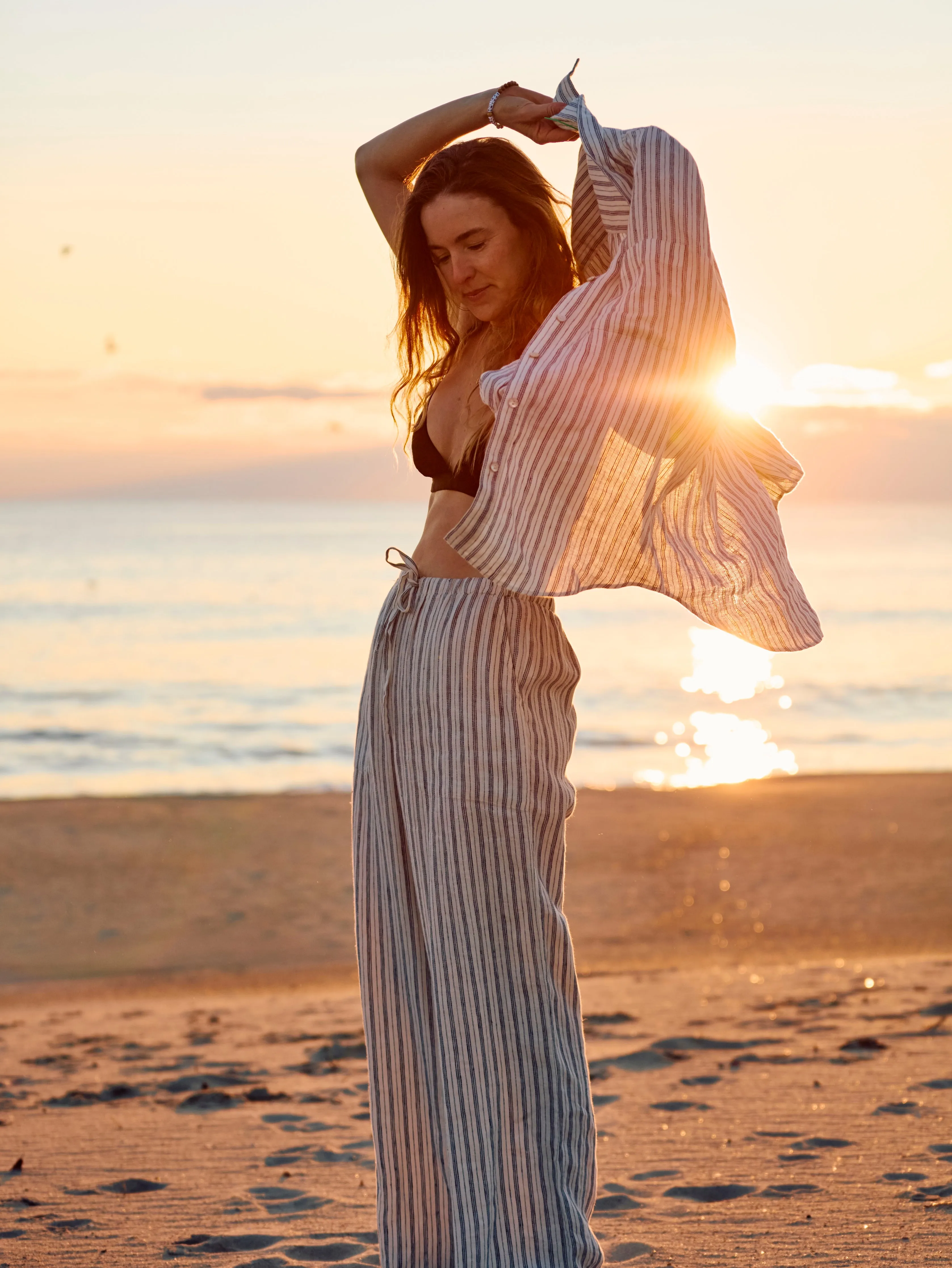 Laidback Linen Pant - Oceanside Stripe sold by Faherty
