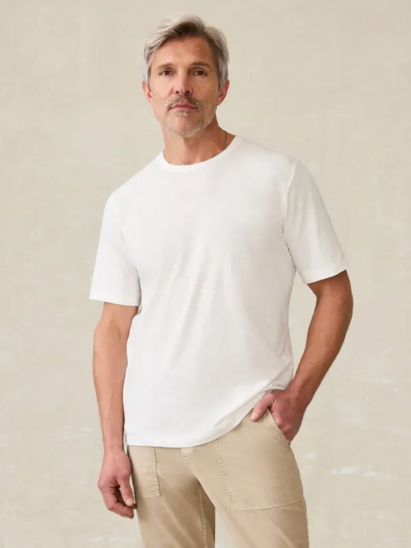 Sunwashed Regenerative Tee - White sold by Faherty
