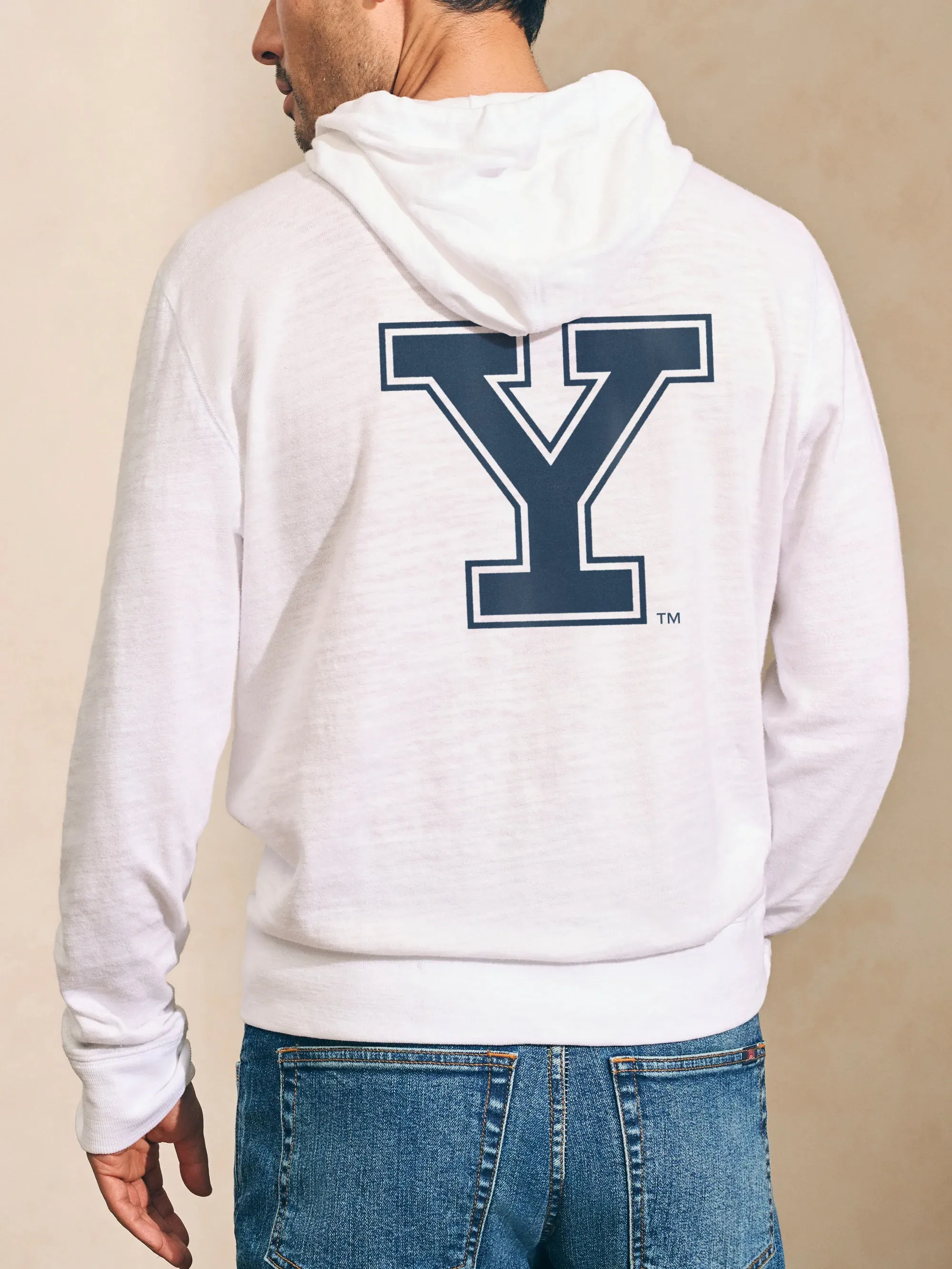 Yale Sunwashed Slub Hoodie - White sold by Faherty product image thumbnail 2