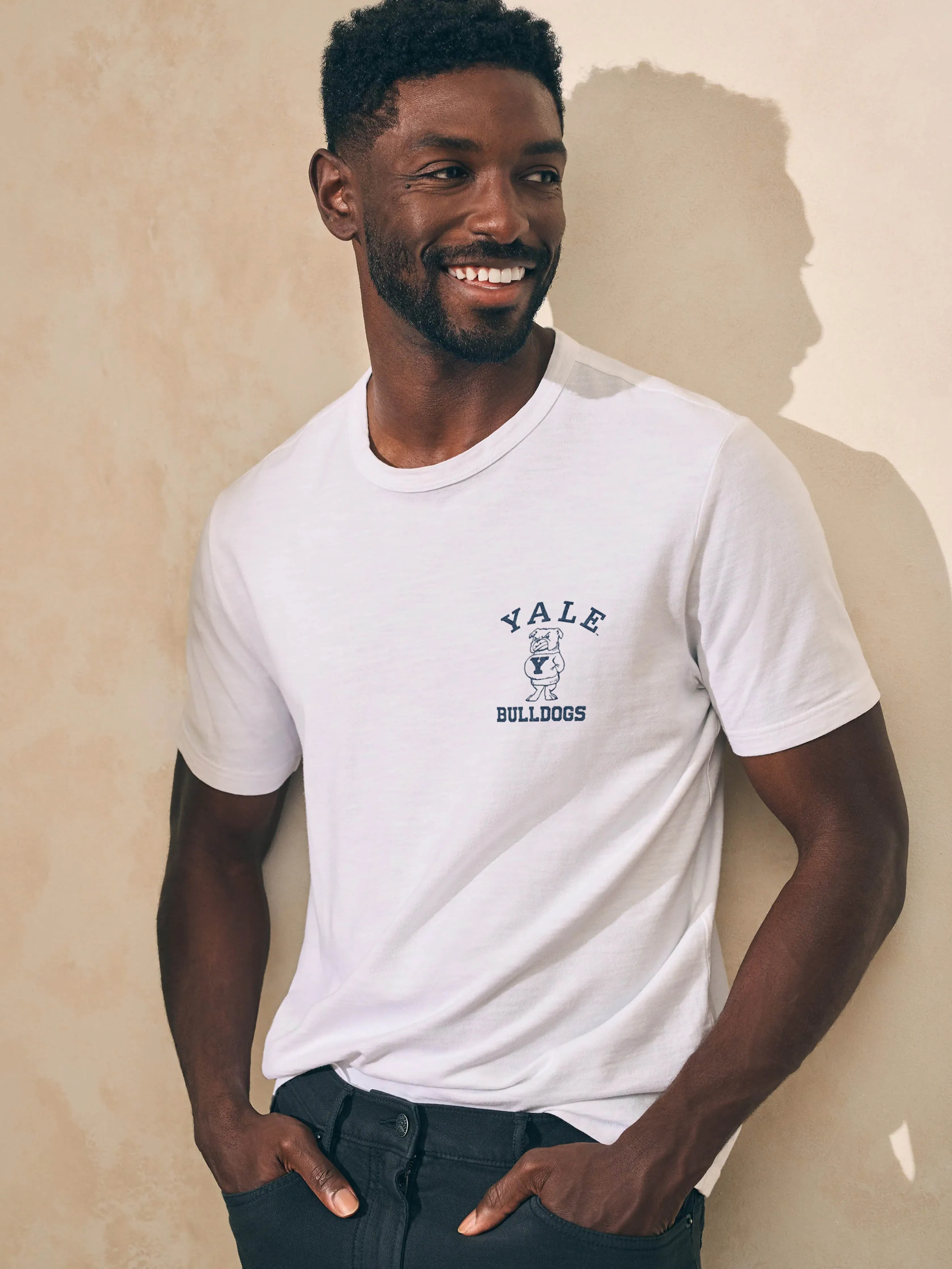 Yale Sunwashed Tee - White sold by Faherty