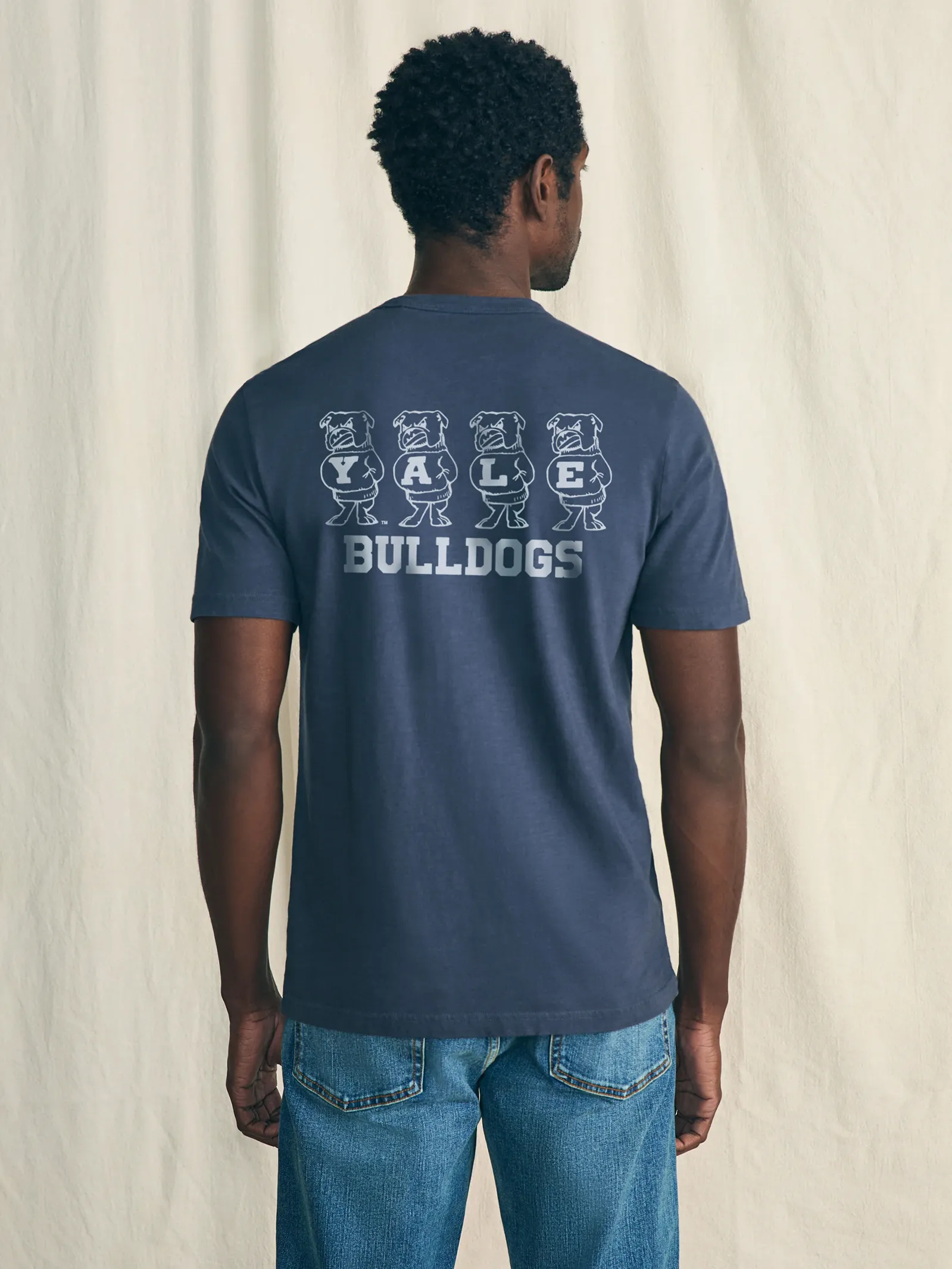 Yale Sunwashed Tee - Dune Navy sold by Faherty
