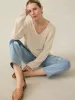 Miramar Linen V-Neck Sweater - Summer Sand sold by Faherty