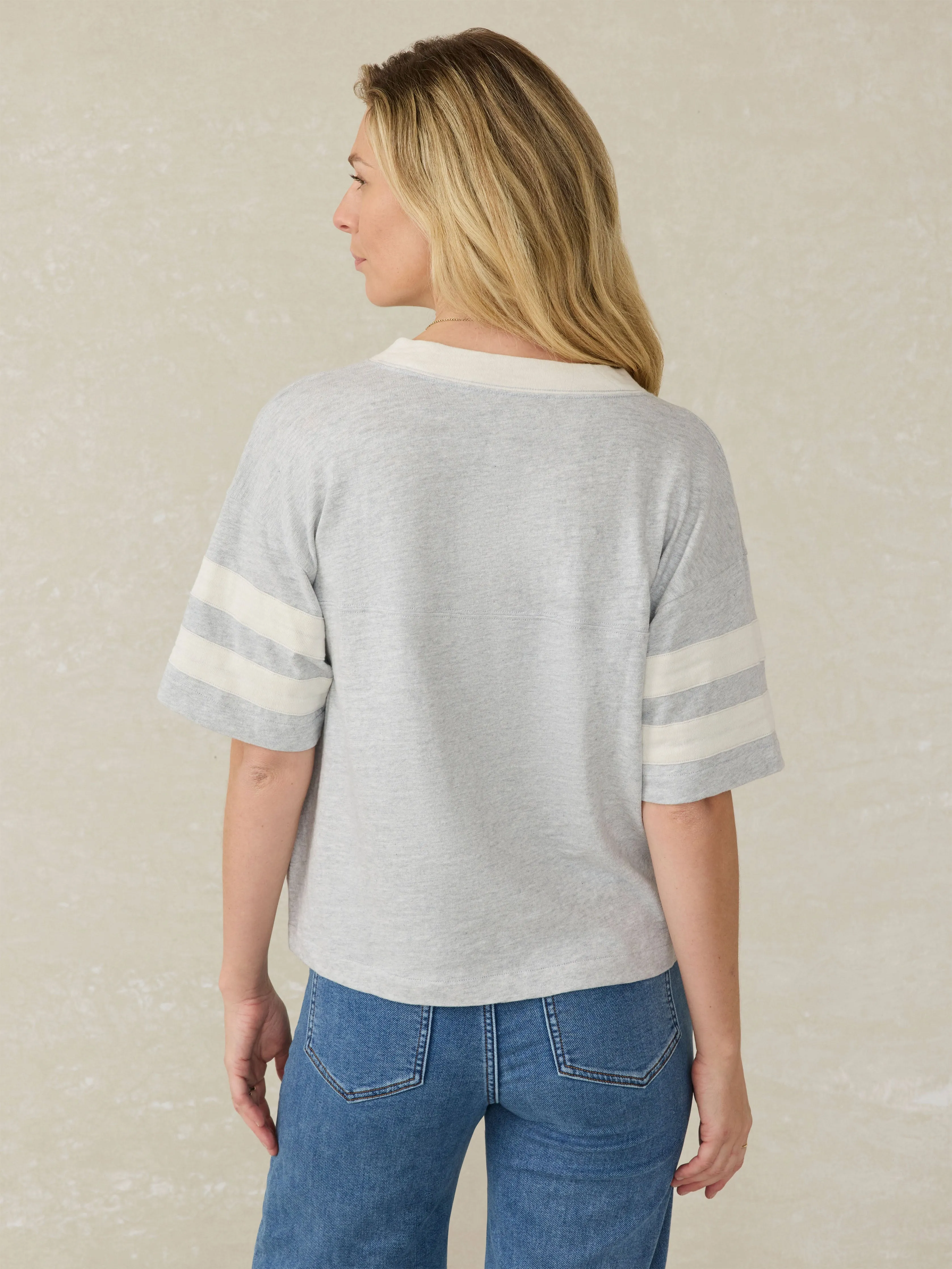 Sunwashed Slub Varsity Tee - Grey Varsity sold by Faherty product image thumbnail 5
