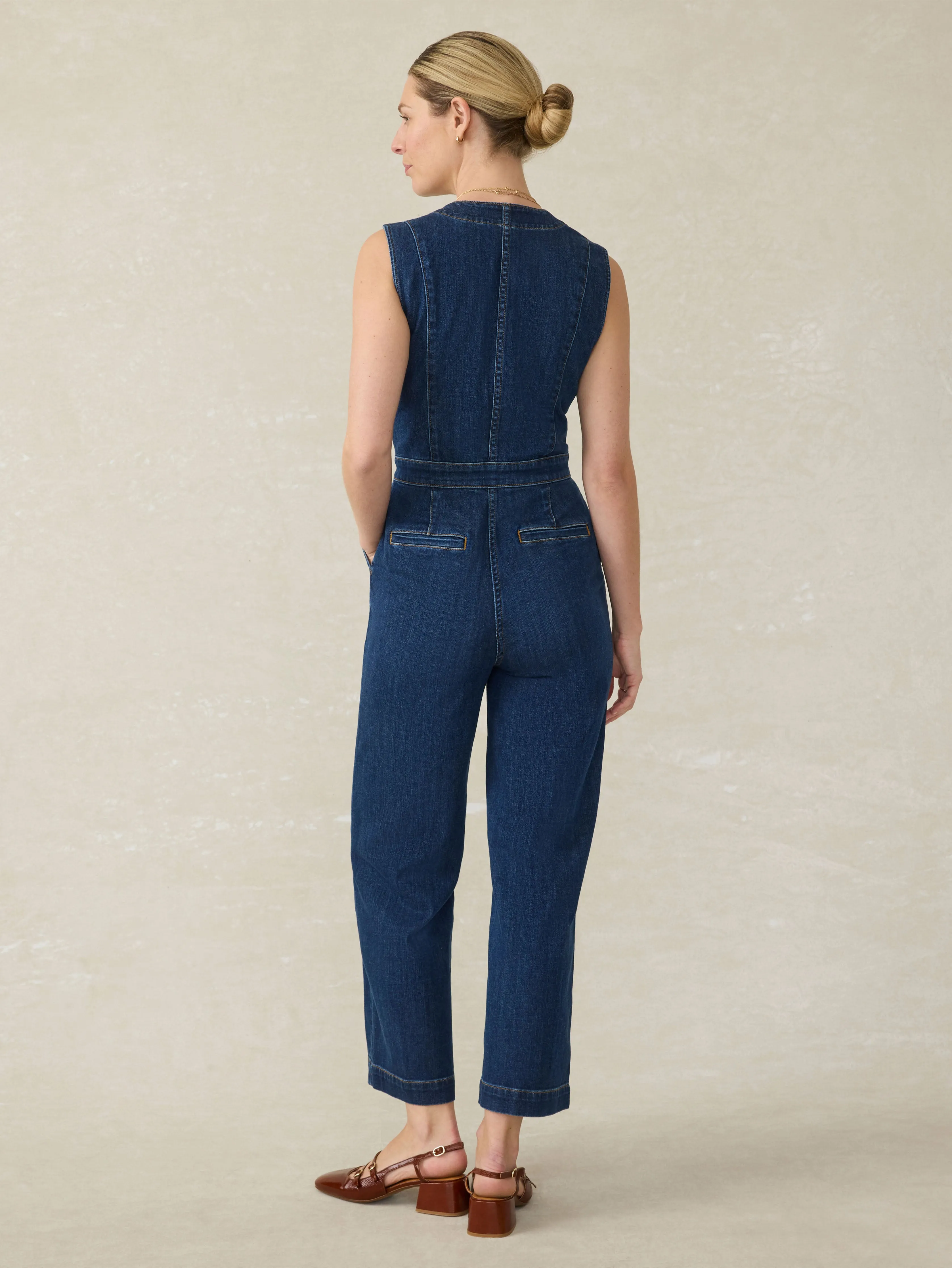 Denim Giselle Jumpsuit - Dusk Dive Wash sold by Faherty product image thumbnail 5