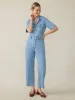 Short-Sleeve Denim Michelle Jumpsuit - Cloudlight Wash sold by Faherty
