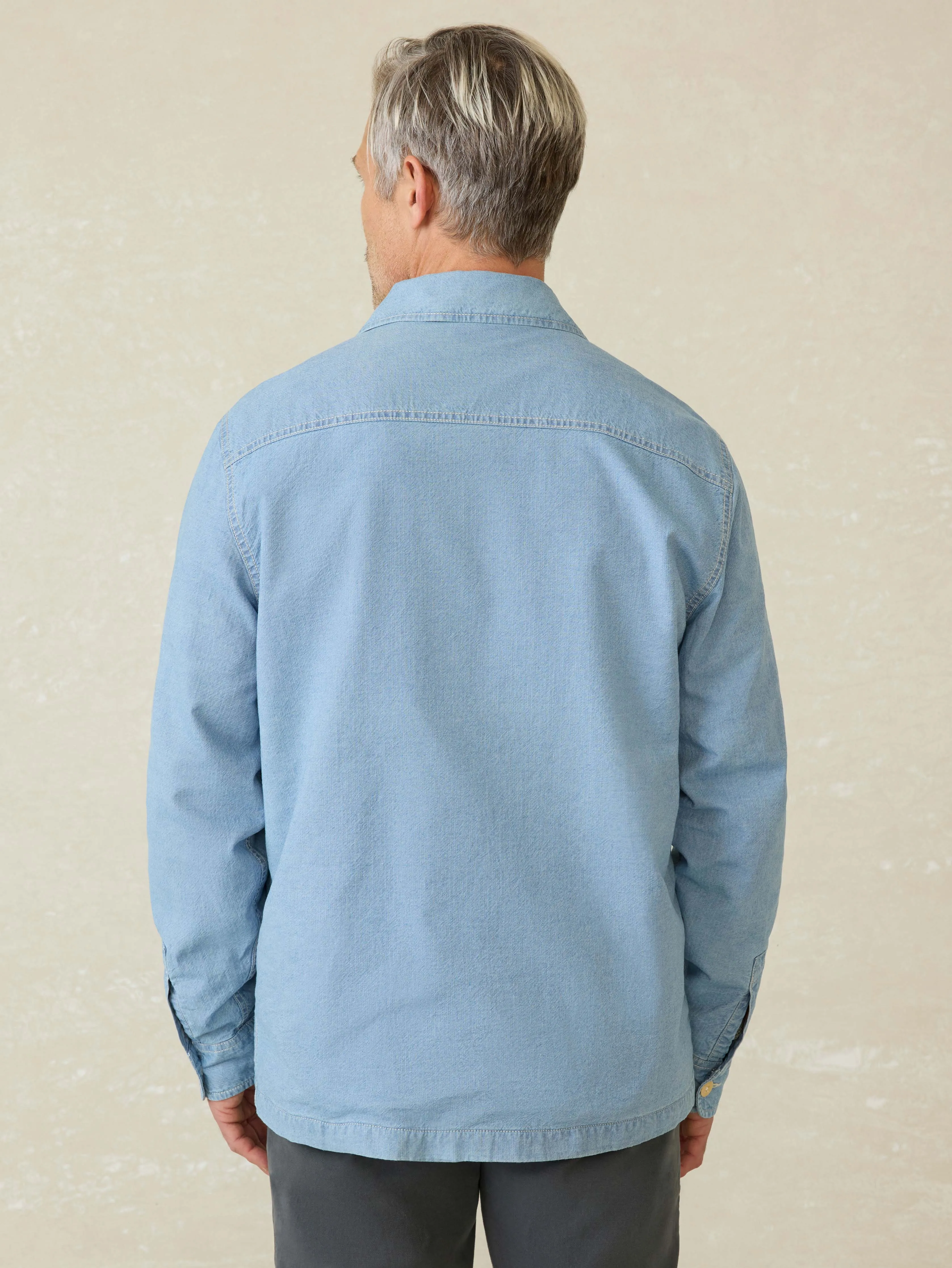 Doug Good Feather Indigo Herringbone Shirt Jacket - Blue Haven Wash sold by Faherty product image thumbnail 5