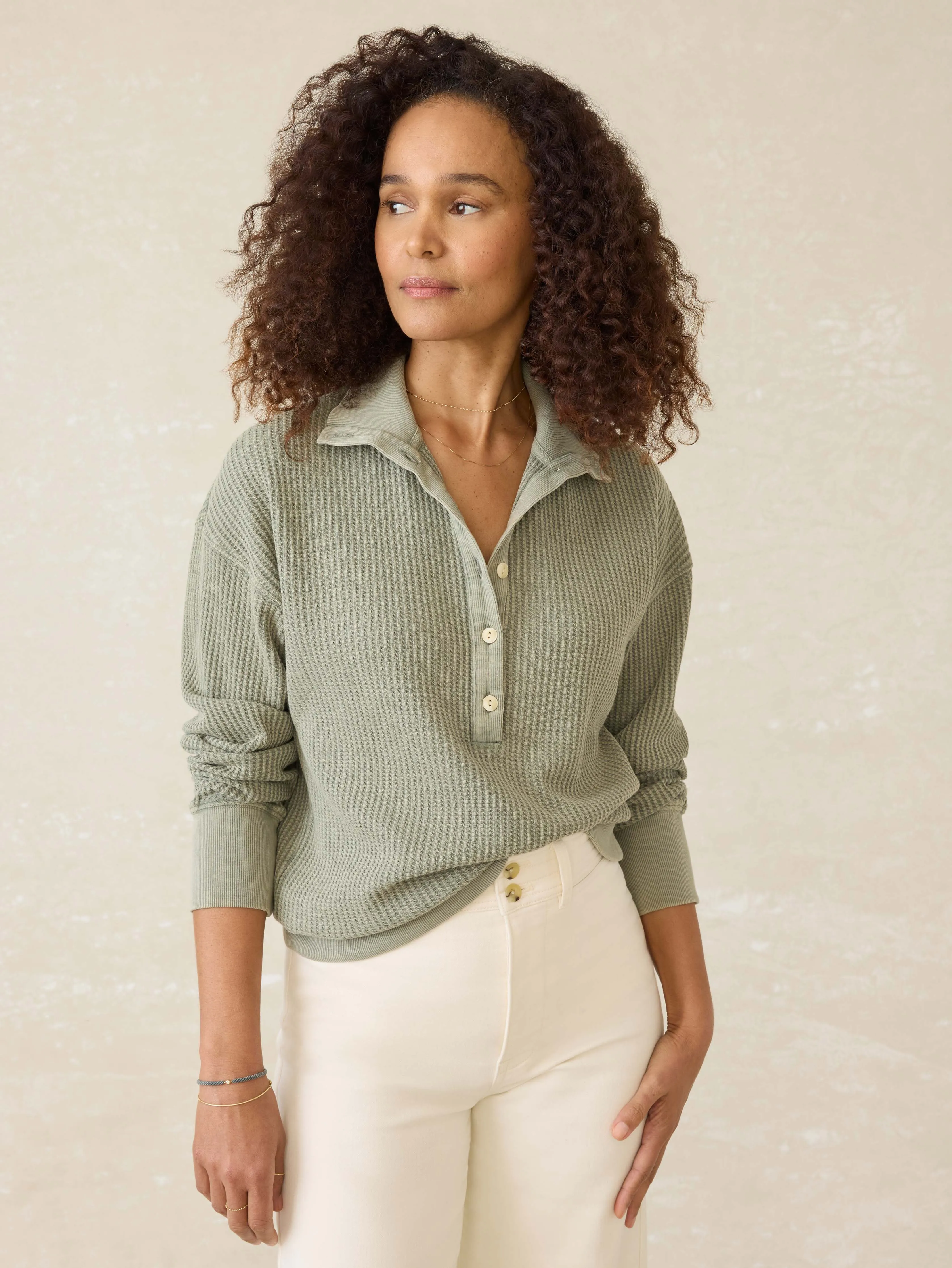 Après Waffle Henley - Coastal Sage sold by Faherty