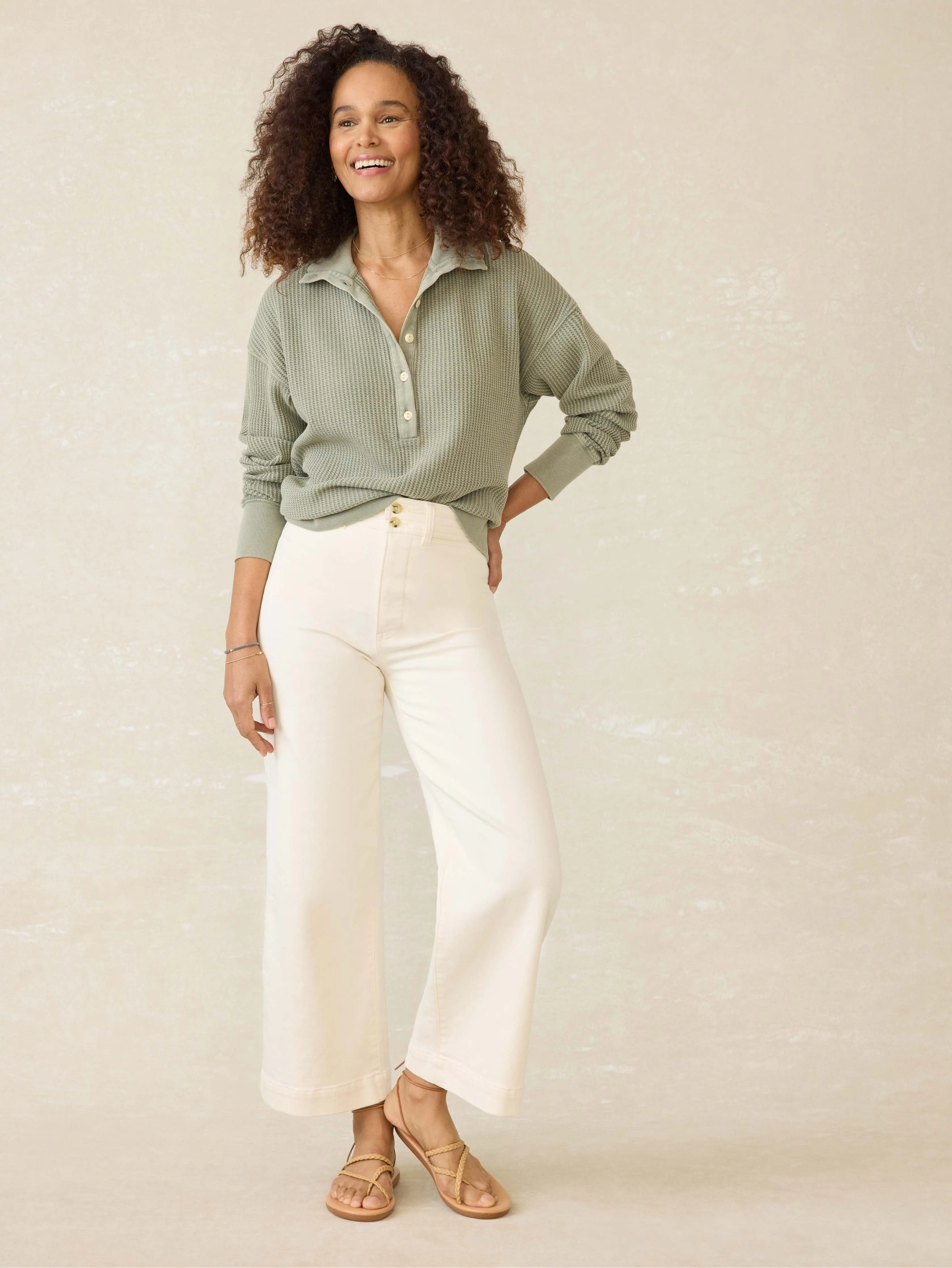 Après Waffle Henley - Coastal Sage sold by Faherty product image thumbnail 4