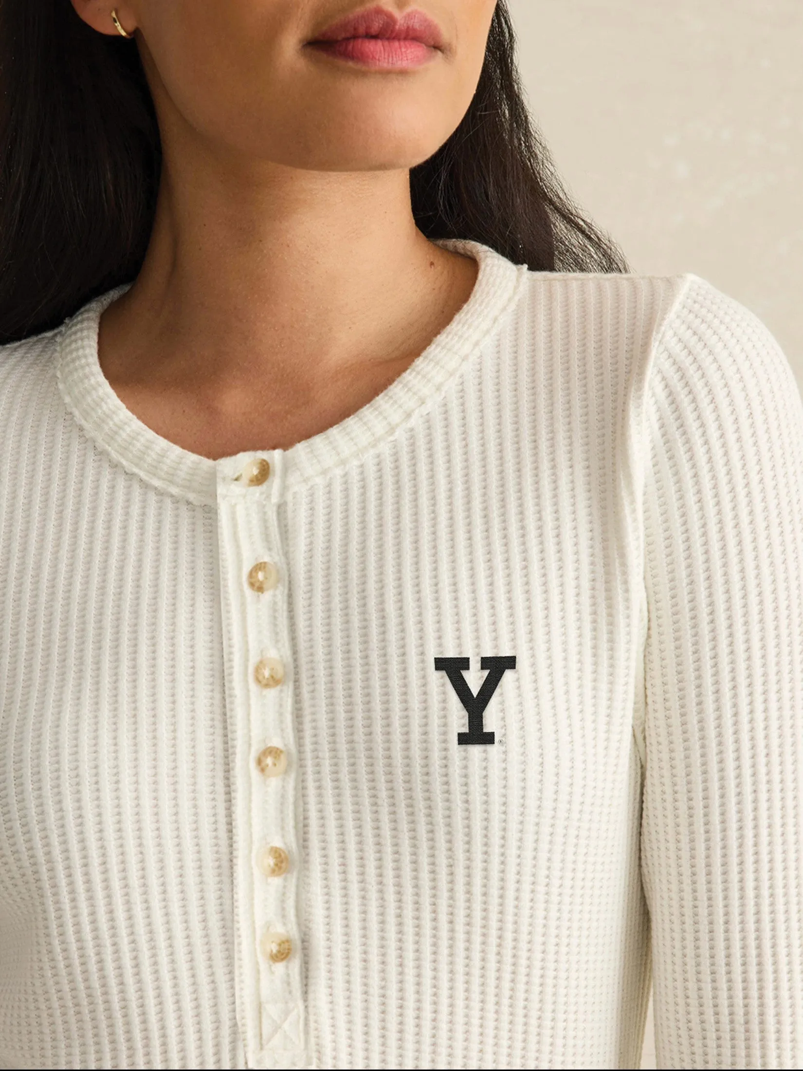 Yale Legend™ Apres Waffle Henley - Egret sold by Faherty