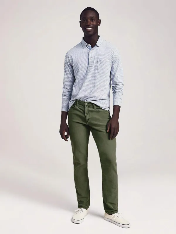 Stretch Terry 5-Pocket Pant (32" Inseam) - Olive sold by Faherty