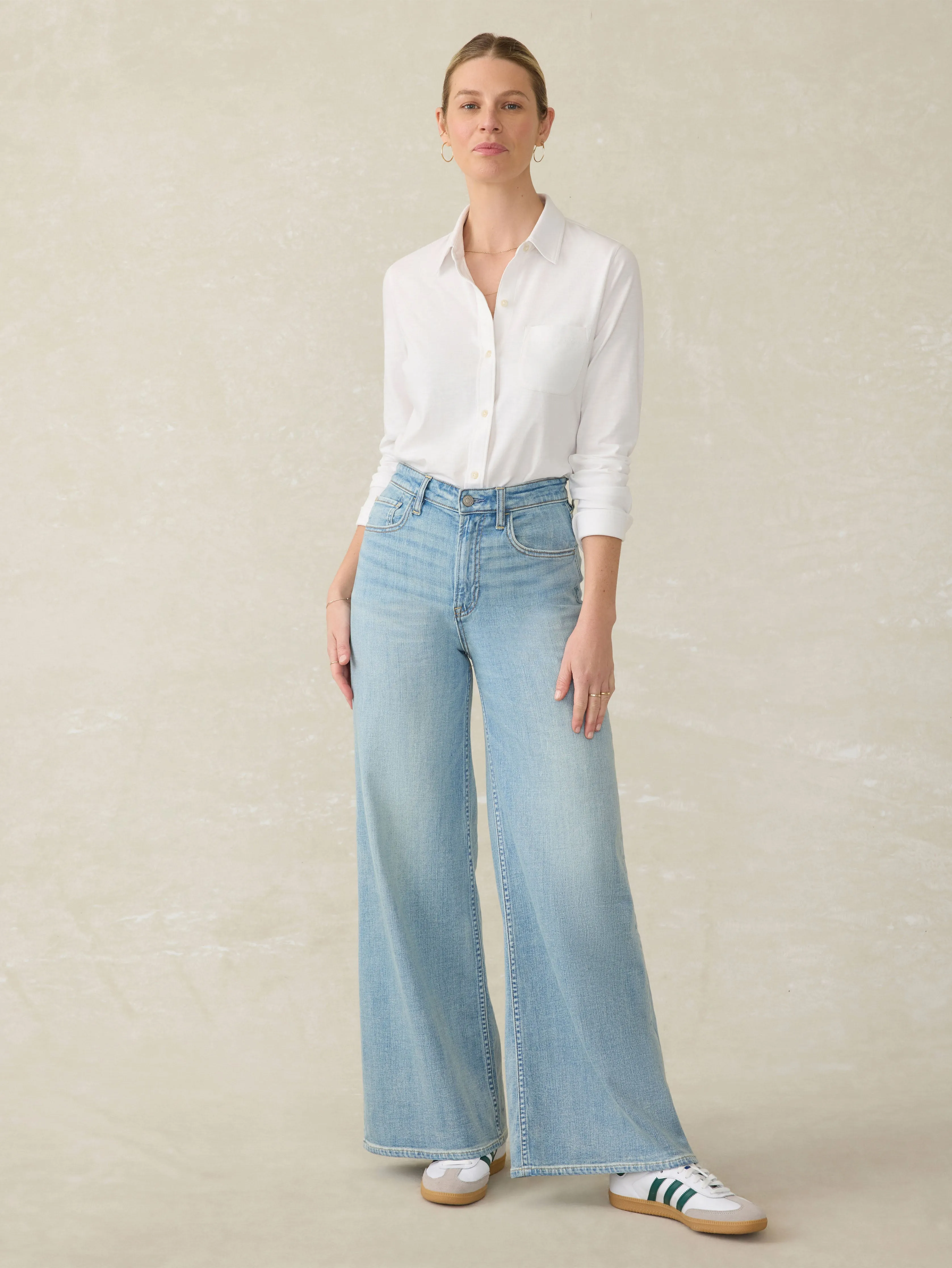 Sunwashed Knit Shirt - White sold by Faherty product image thumbnail 4