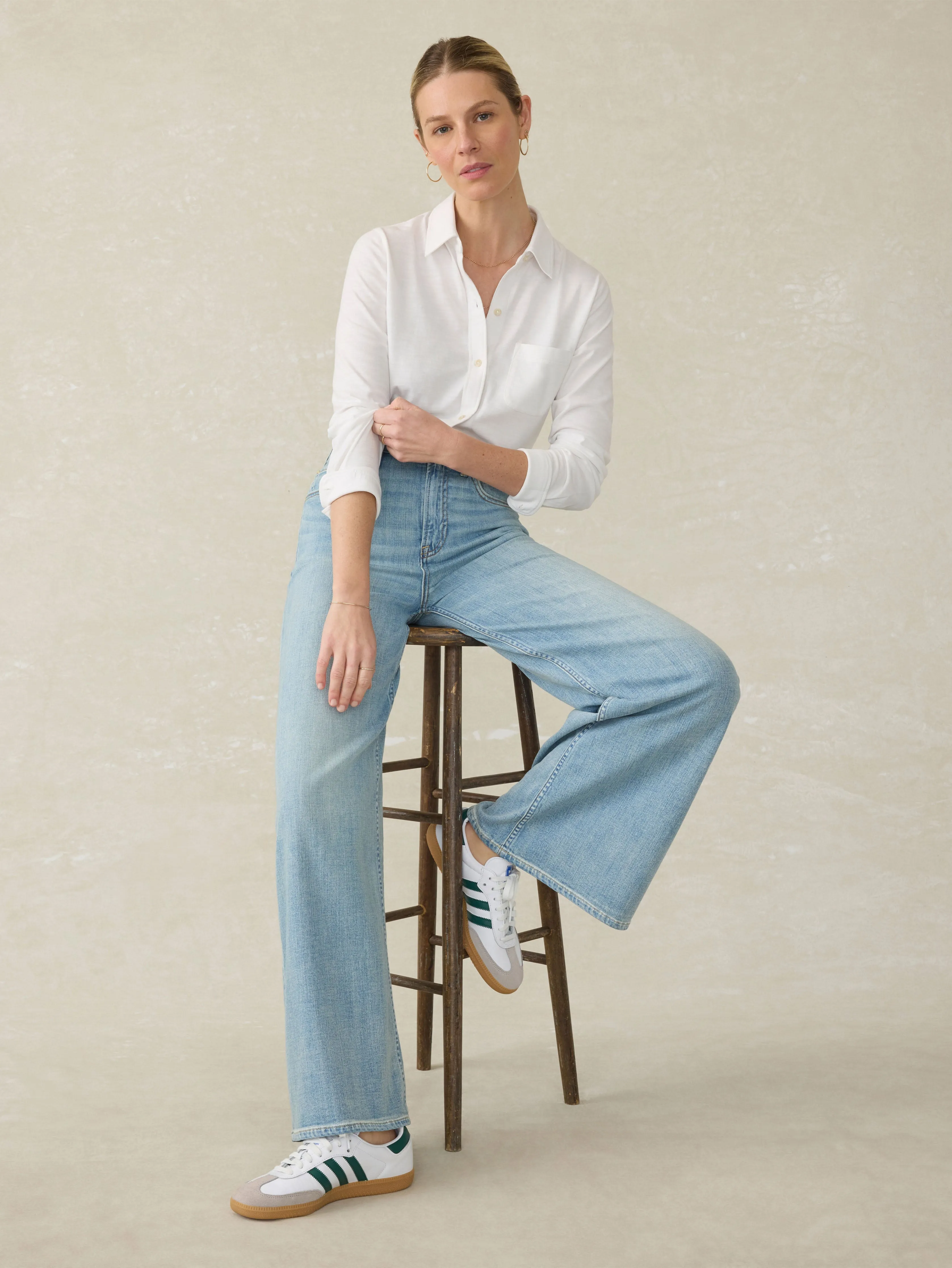 Sunwashed Knit Shirt - White sold by Faherty product image thumbnail 2