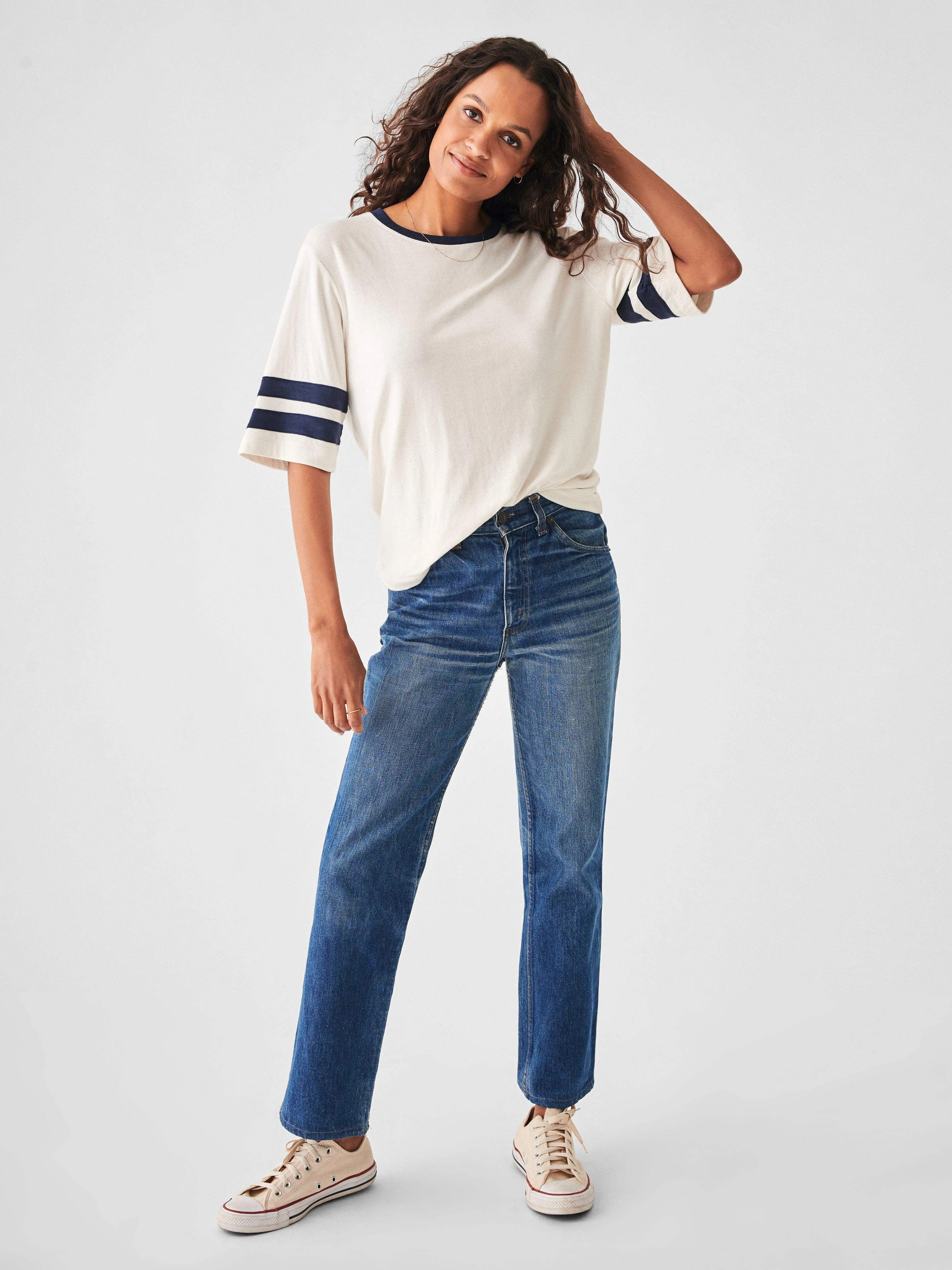 Cloud Cotton™ Varsity Tee - Bright White sold by Faherty product image thumbnail 5