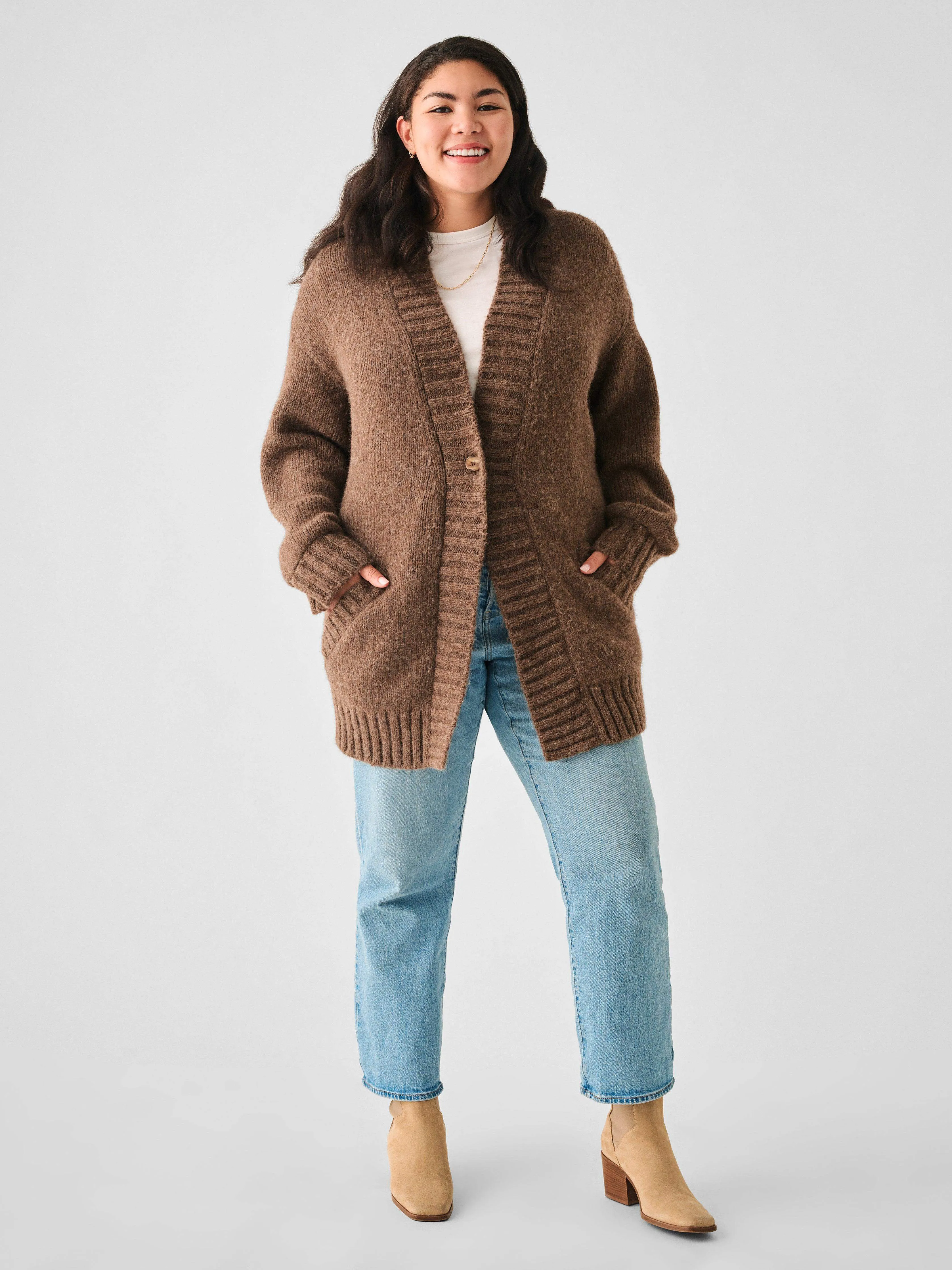 Frost Stella Cardigan - Cappuccino Heather sold by Faherty product image thumbnail 3