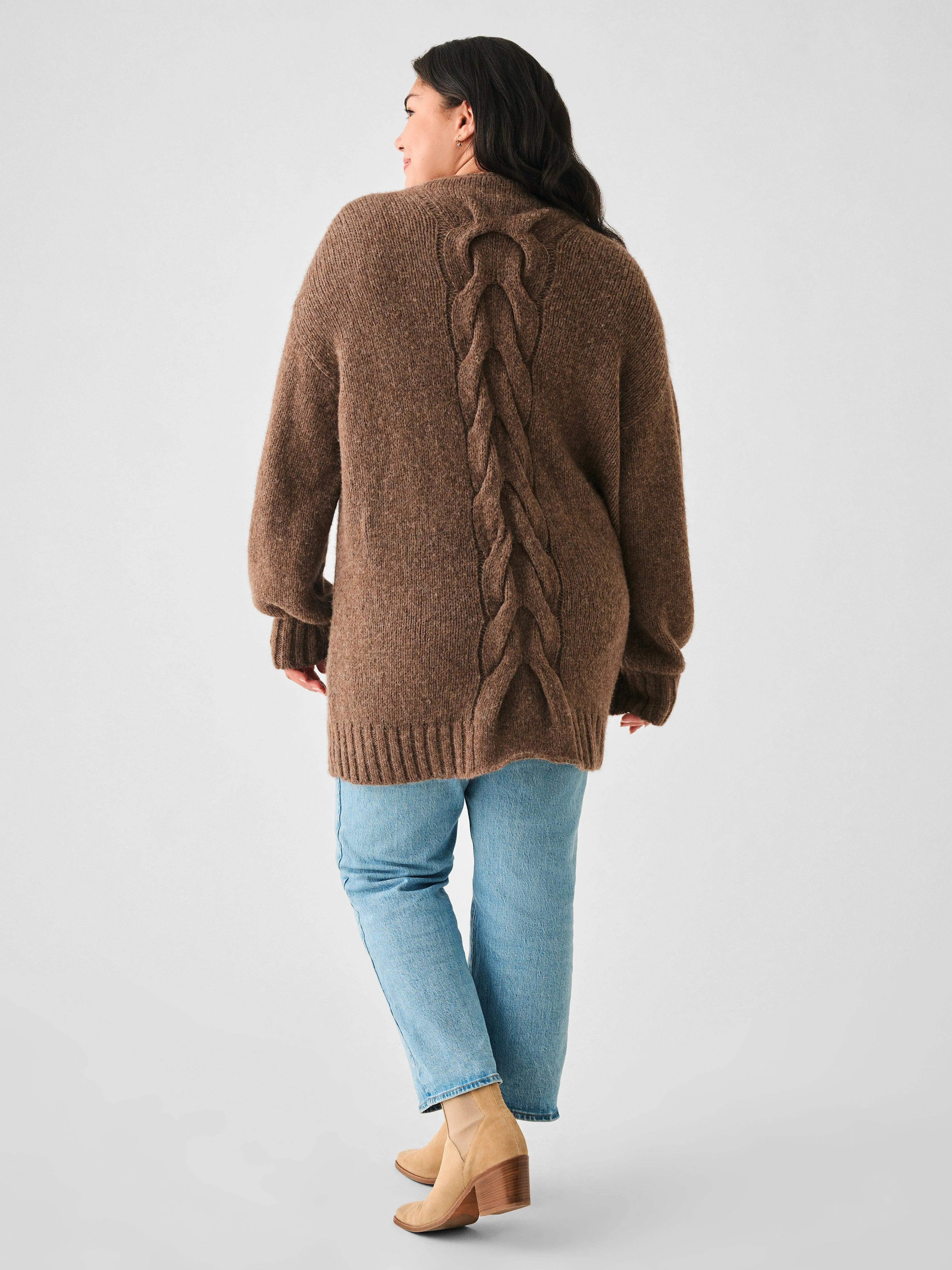Frost Stella Cardigan - Cappuccino Heather sold by Faherty product image thumbnail 4