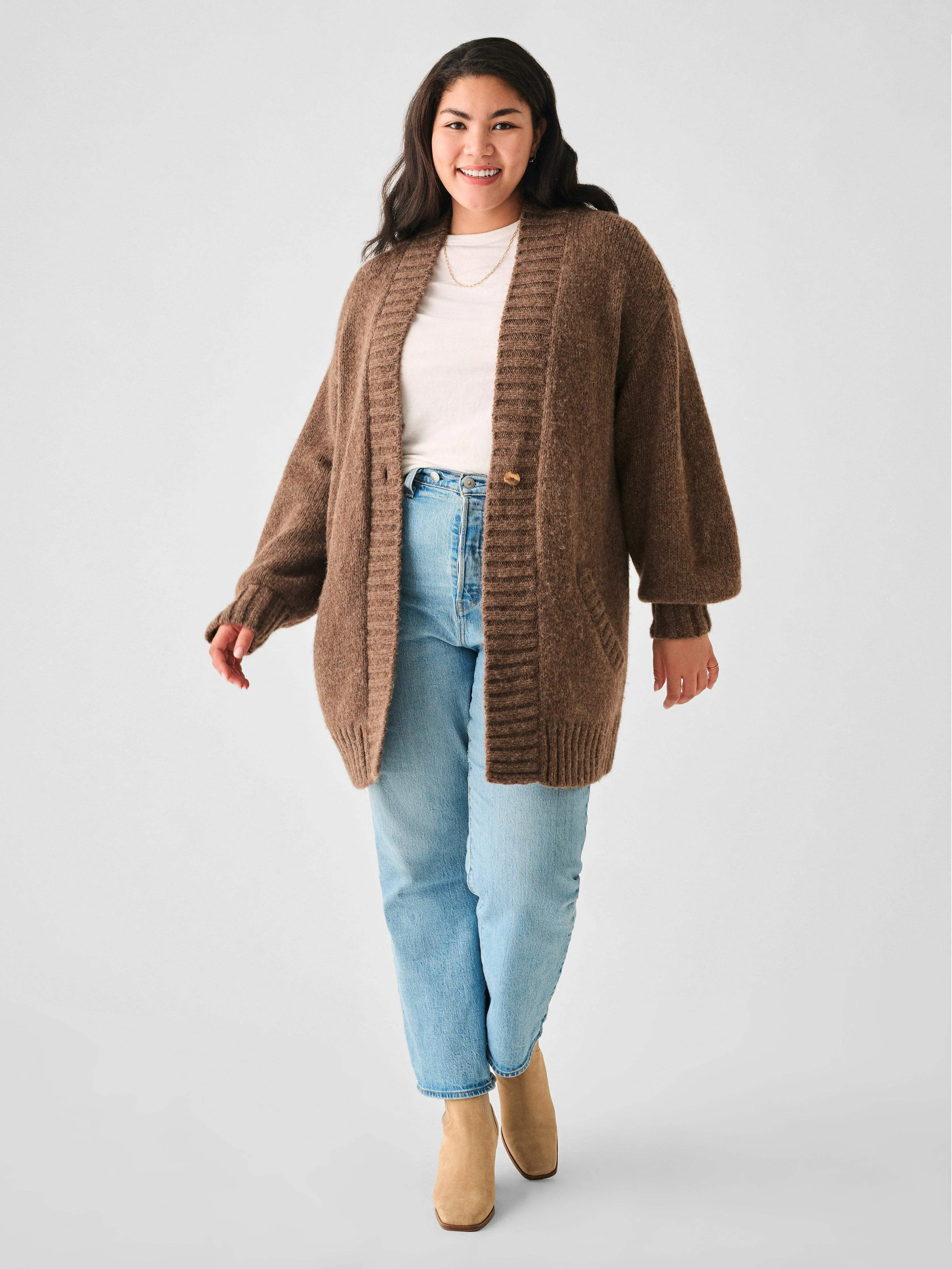 Frost Stella Cardigan - Cappuccino Heather sold by Faherty product image thumbnail 2