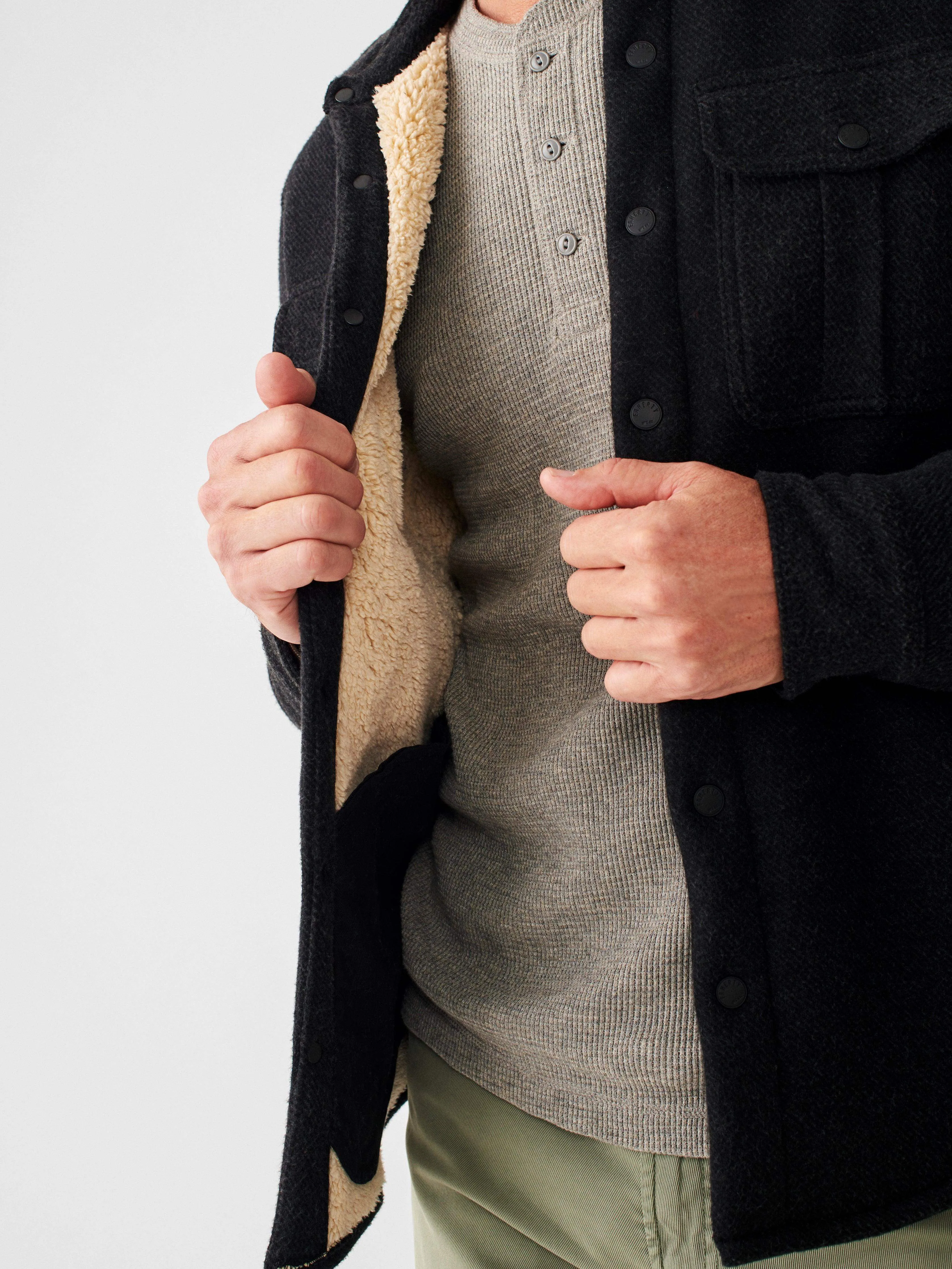 Legend™ High Pile Fleece CPO - Heathered Black Twill sold by Faherty product image thumbnail 4