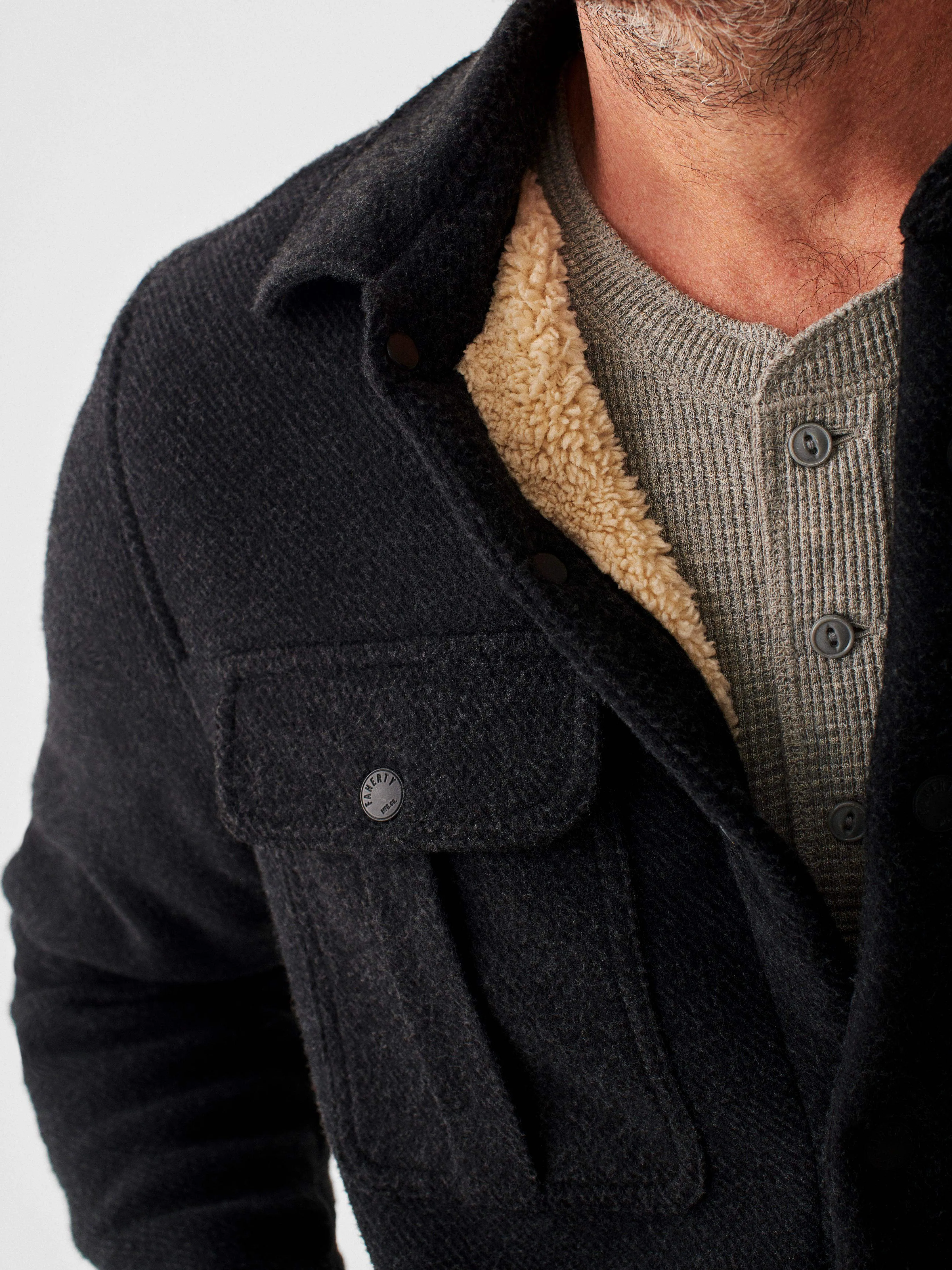 Legend™ High Pile Fleece CPO - Heathered Black Twill sold by Faherty product image thumbnail 2