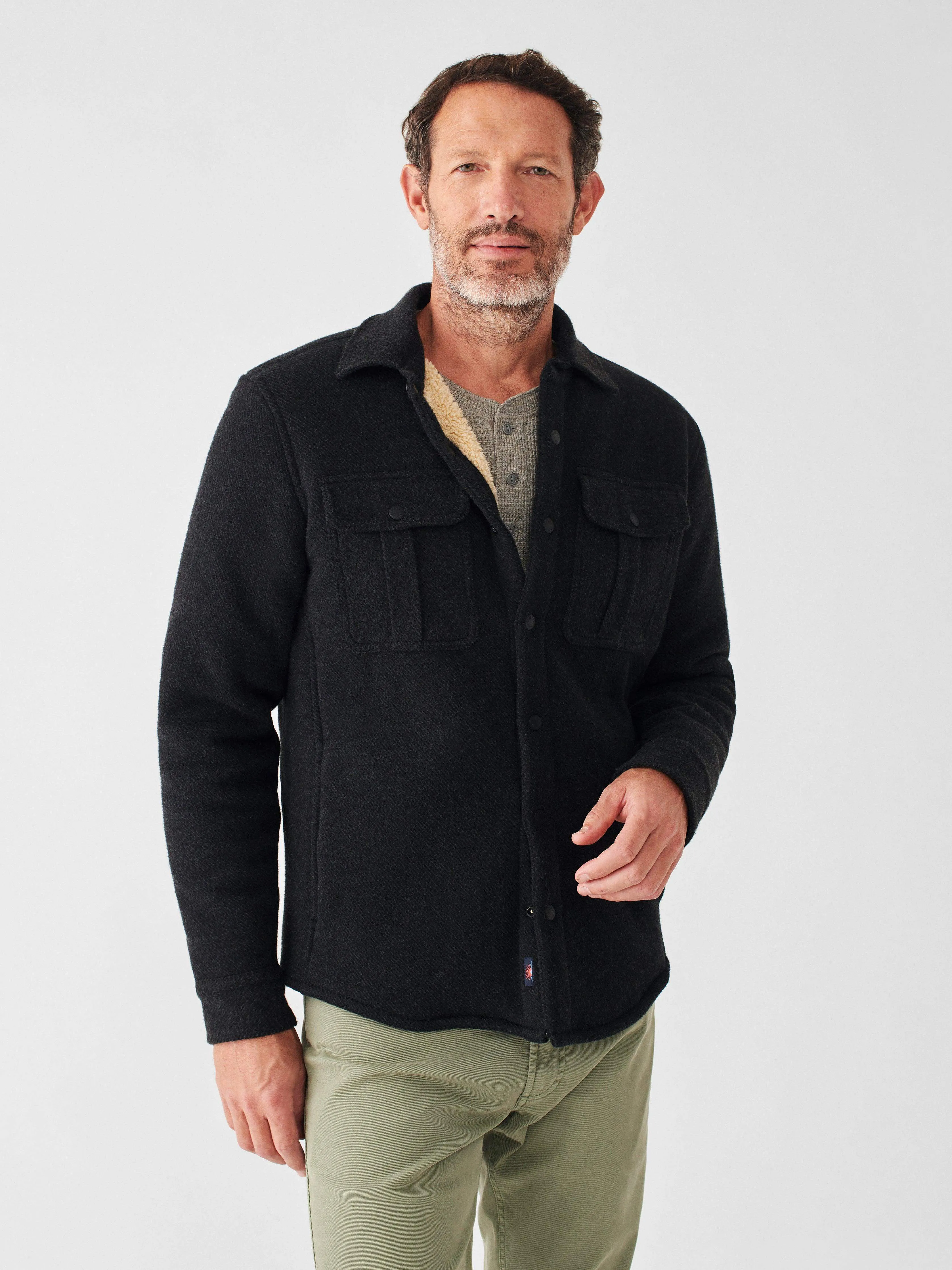 Legend™ High Pile Fleece CPO - Heathered Black Twill sold by Faherty