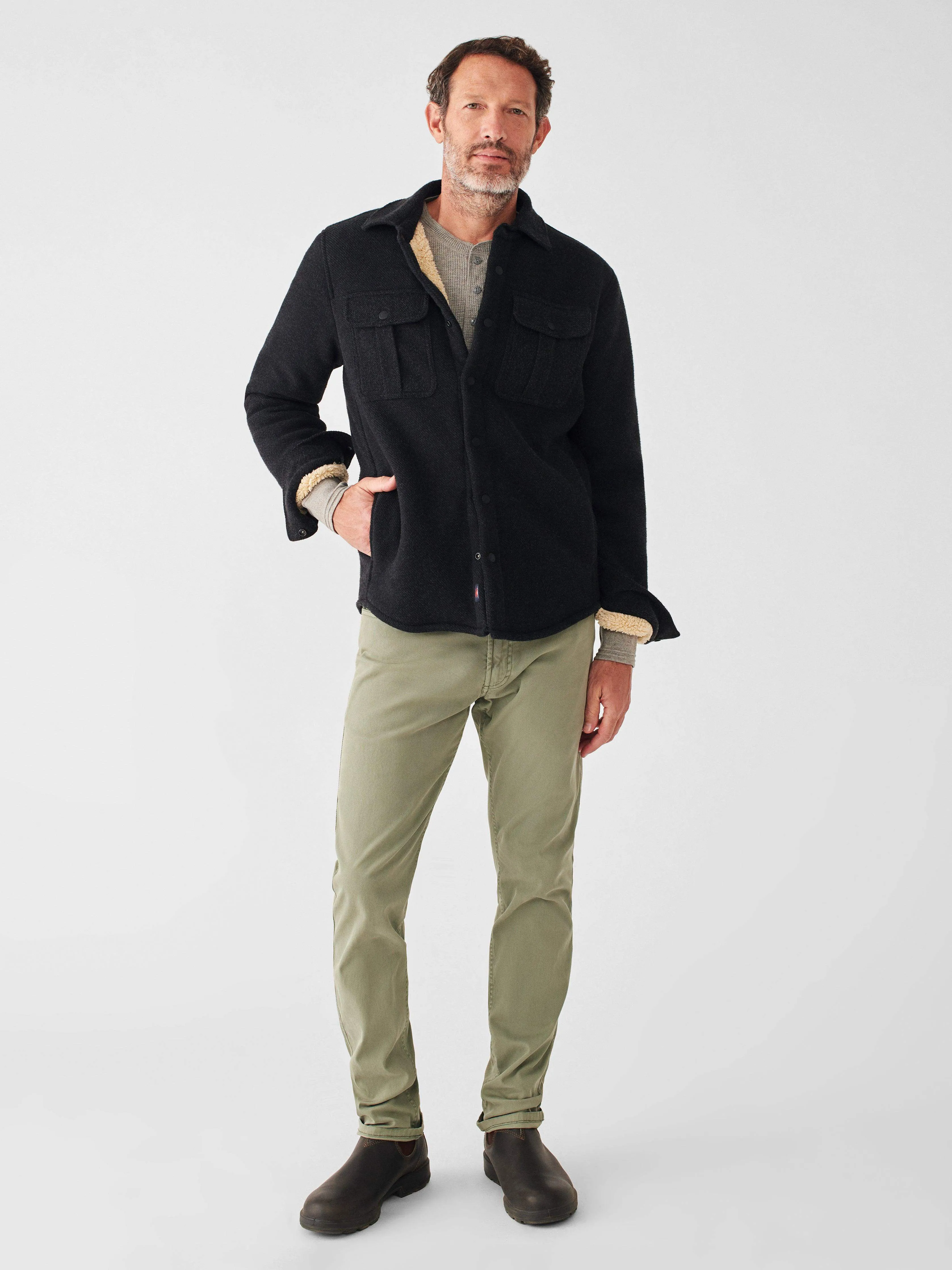 Legend™ High Pile Fleece CPO - Heathered Black Twill sold by Faherty product image thumbnail 3