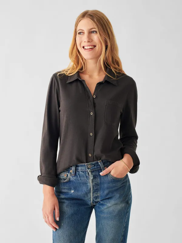 Sunwashed Knit Shirt - Washed Black sold by Faherty