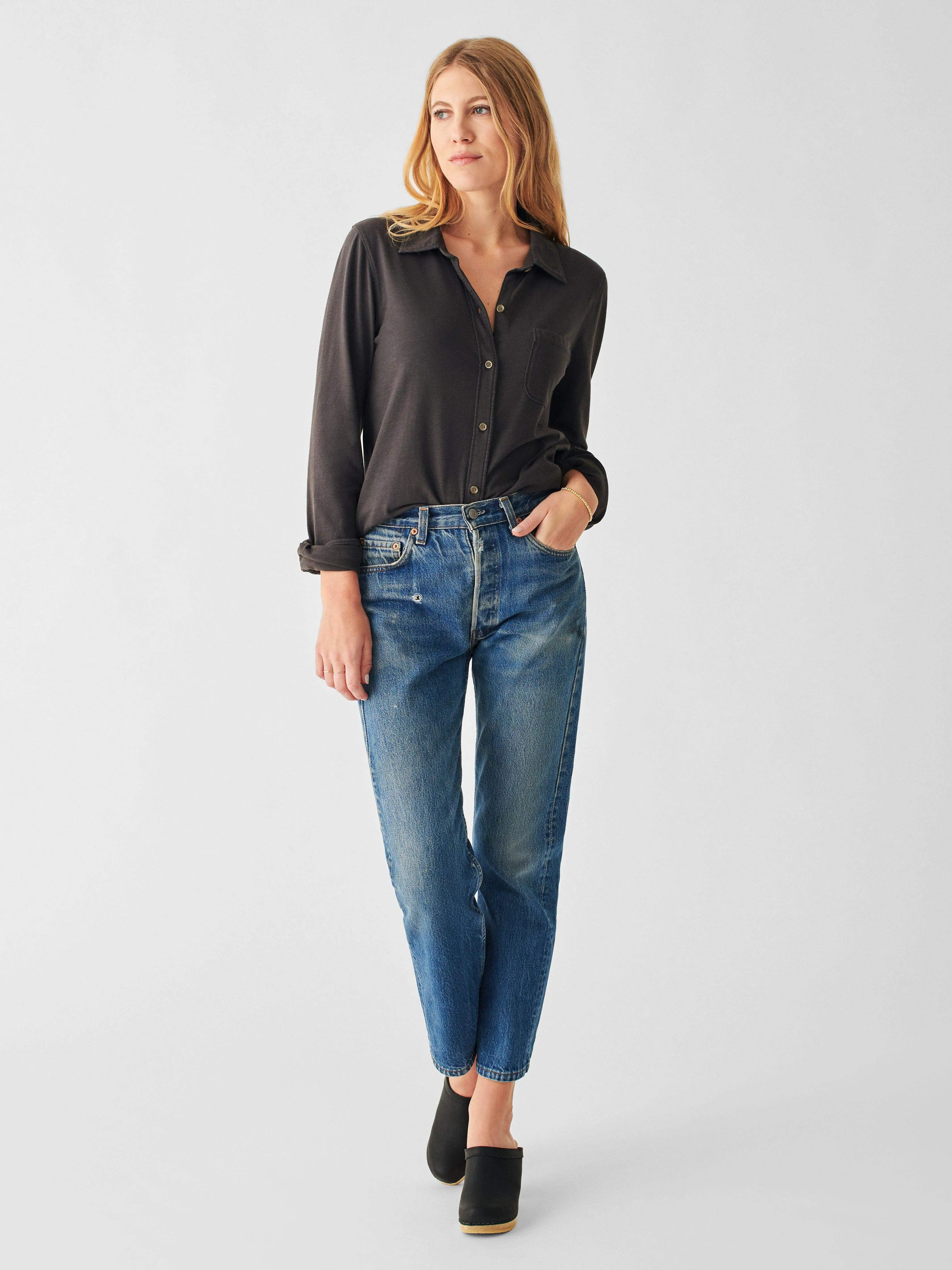 Sunwashed Knit Shirt - Washed Black sold by Faherty product image thumbnail 3