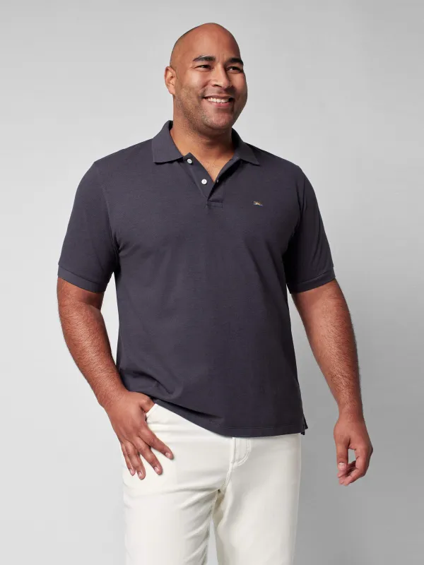 Short-Sleeve Pique Polo - Washed Black sold by Faherty