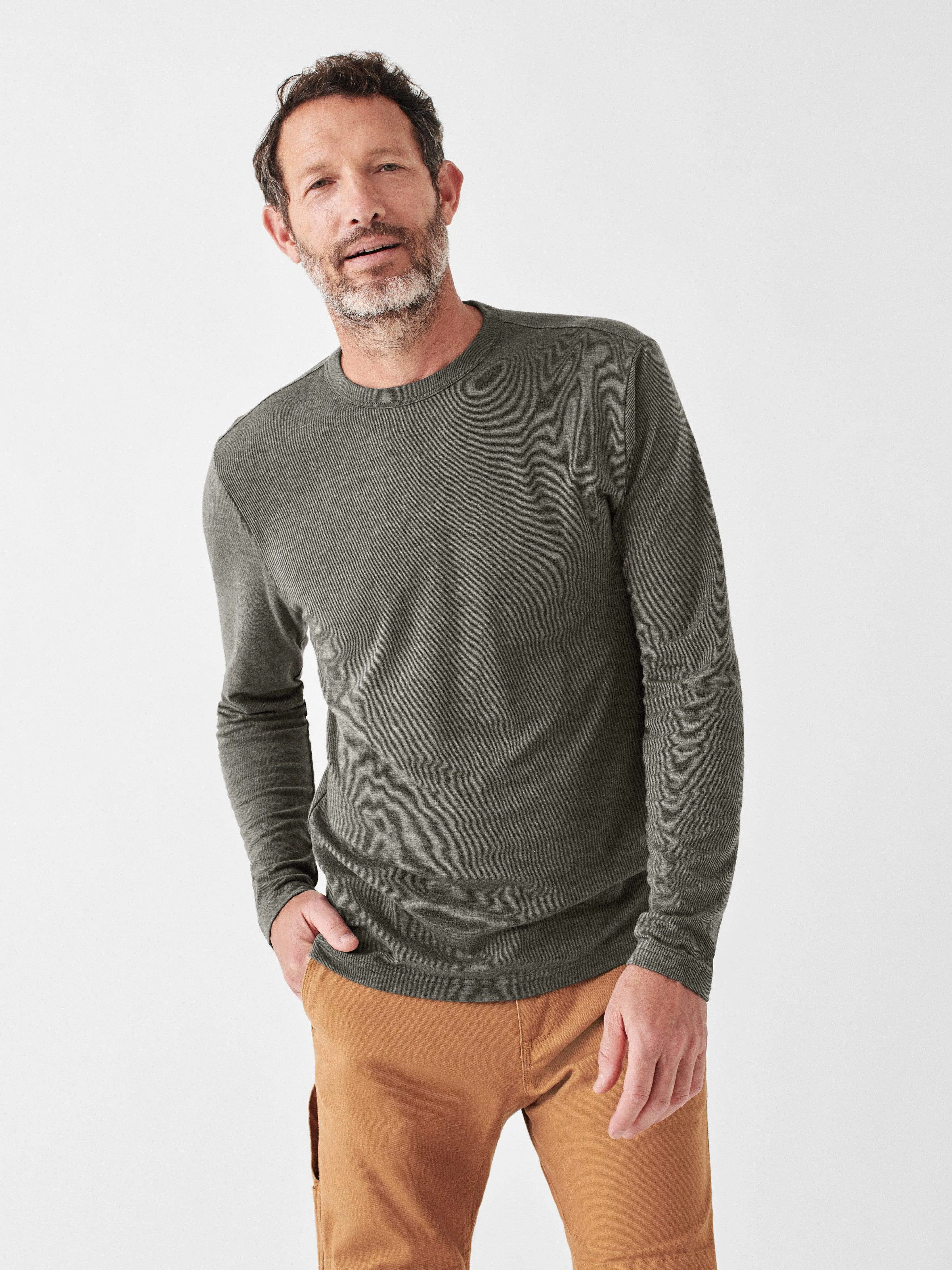 Cloud Cotton Long-Sleeve Tee - Charcoal sold by Faherty