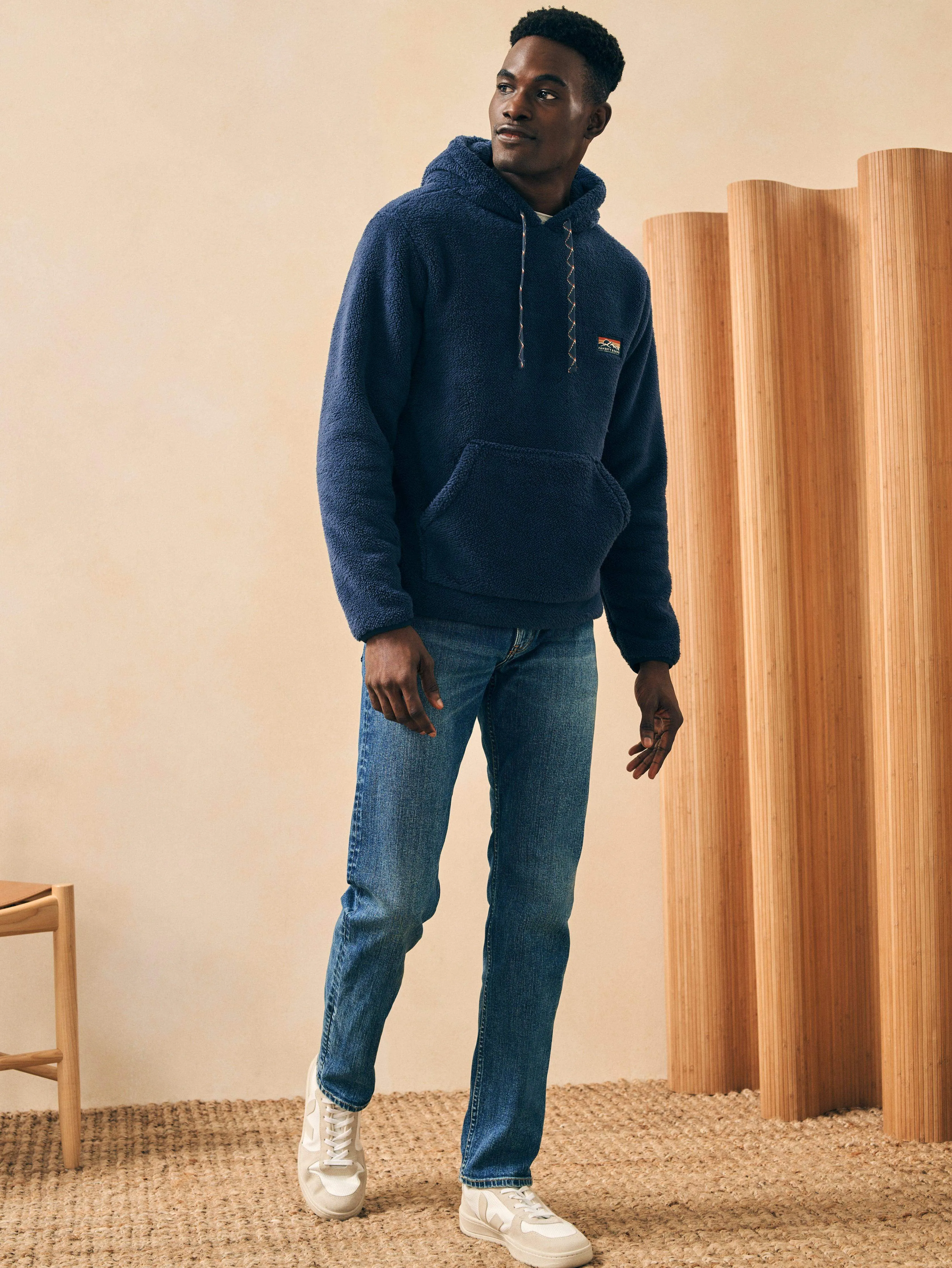 High Pile Fleece Popover Hoodie - Blue Nights sold by Faherty product image thumbnail 4