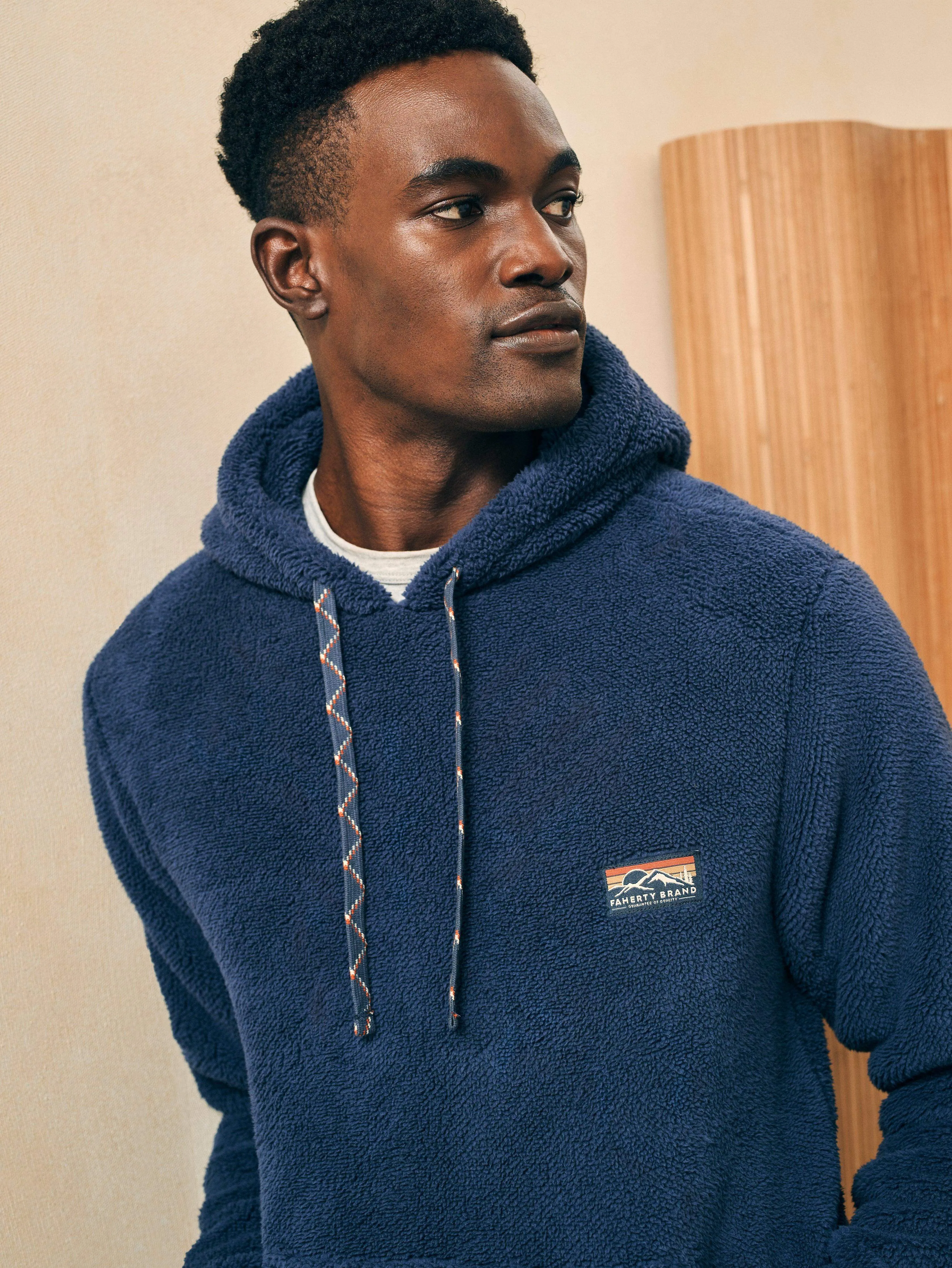 High Pile Fleece Popover Hoodie - Blue Nights sold by Faherty product image thumbnail 3