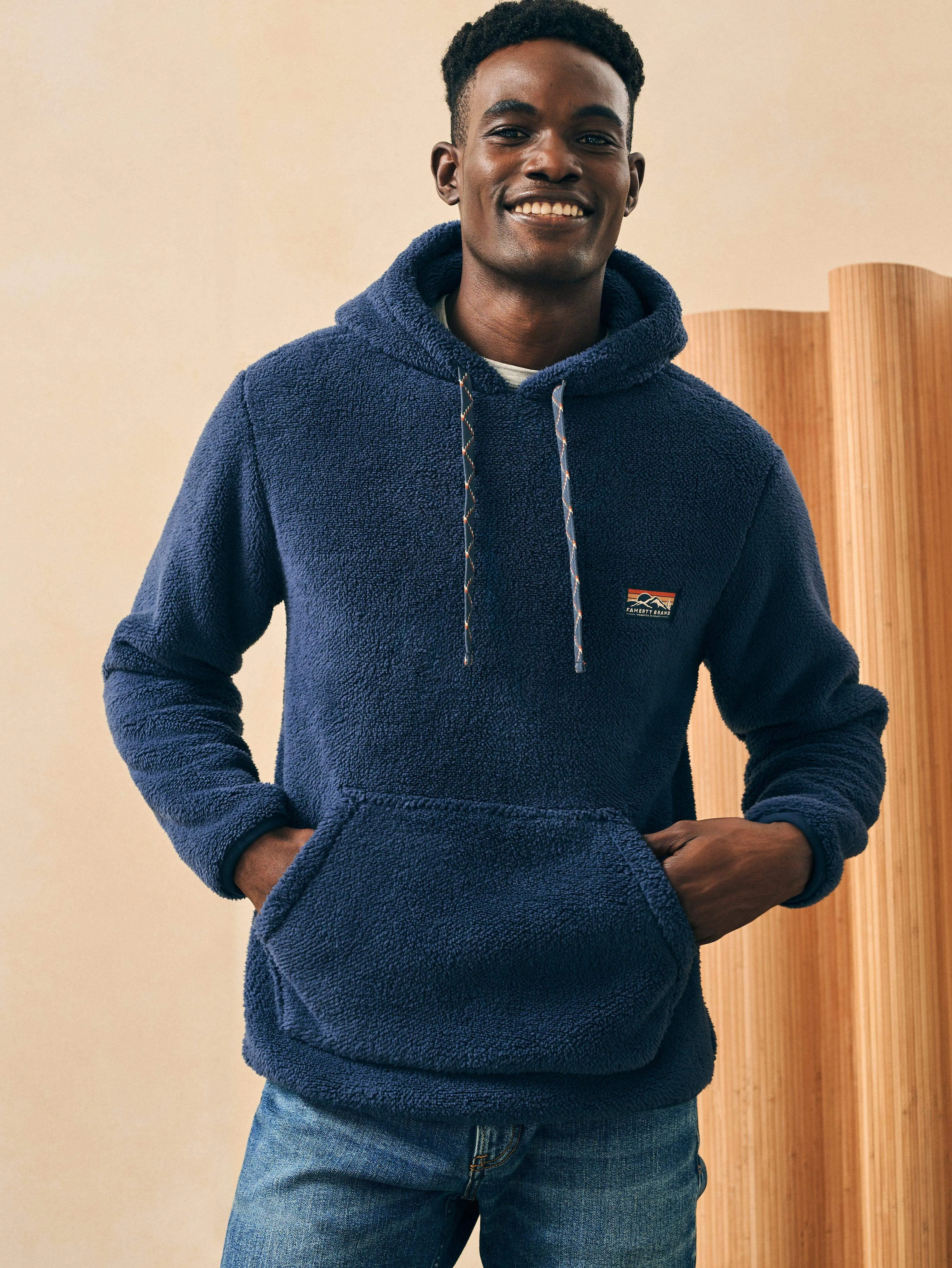 High Pile Fleece Popover Hoodie - Blue Nights sold by Faherty product image thumbnail 5